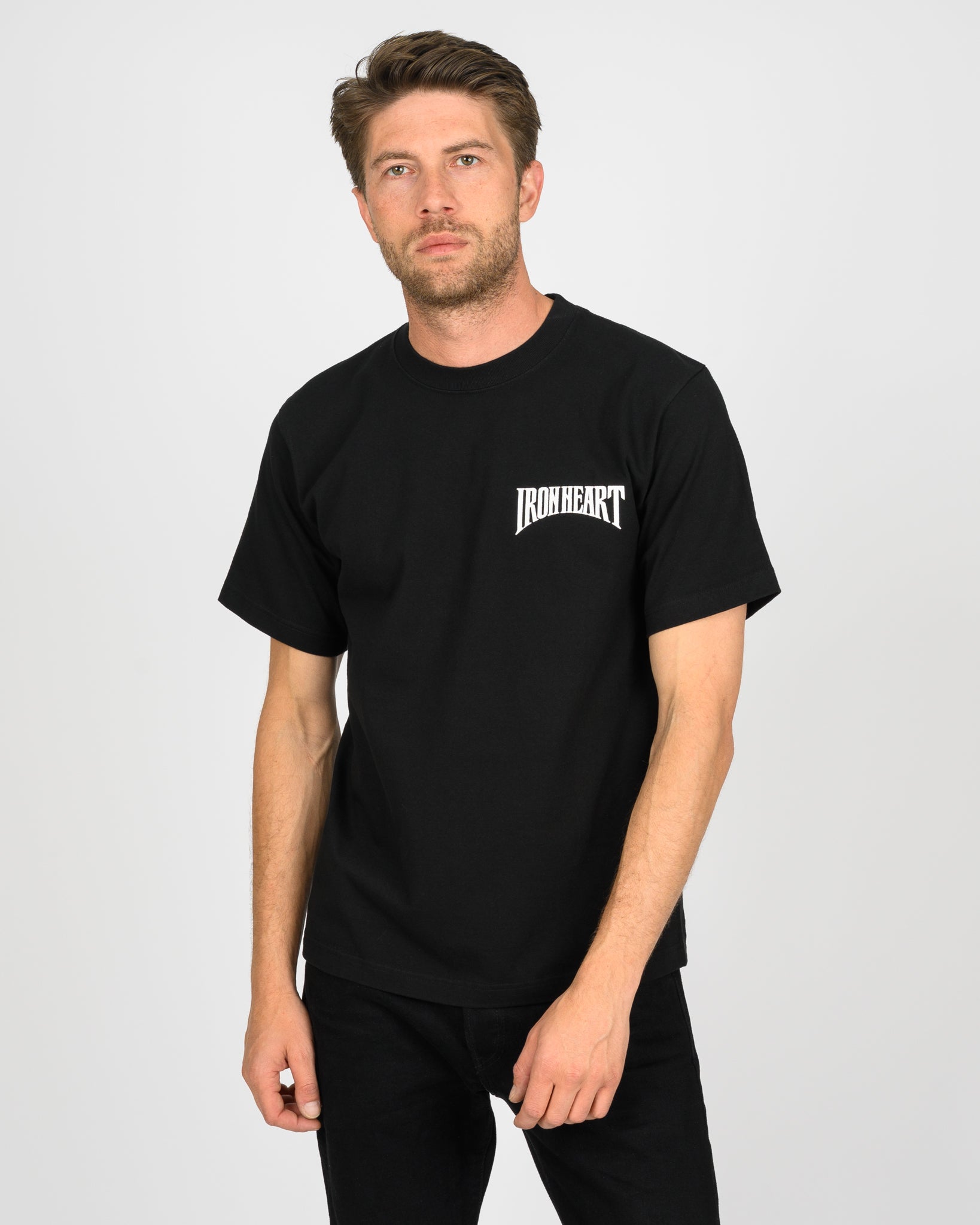 7.5oz Printed Loopwheel Crew Neck T-Shirt - Black
