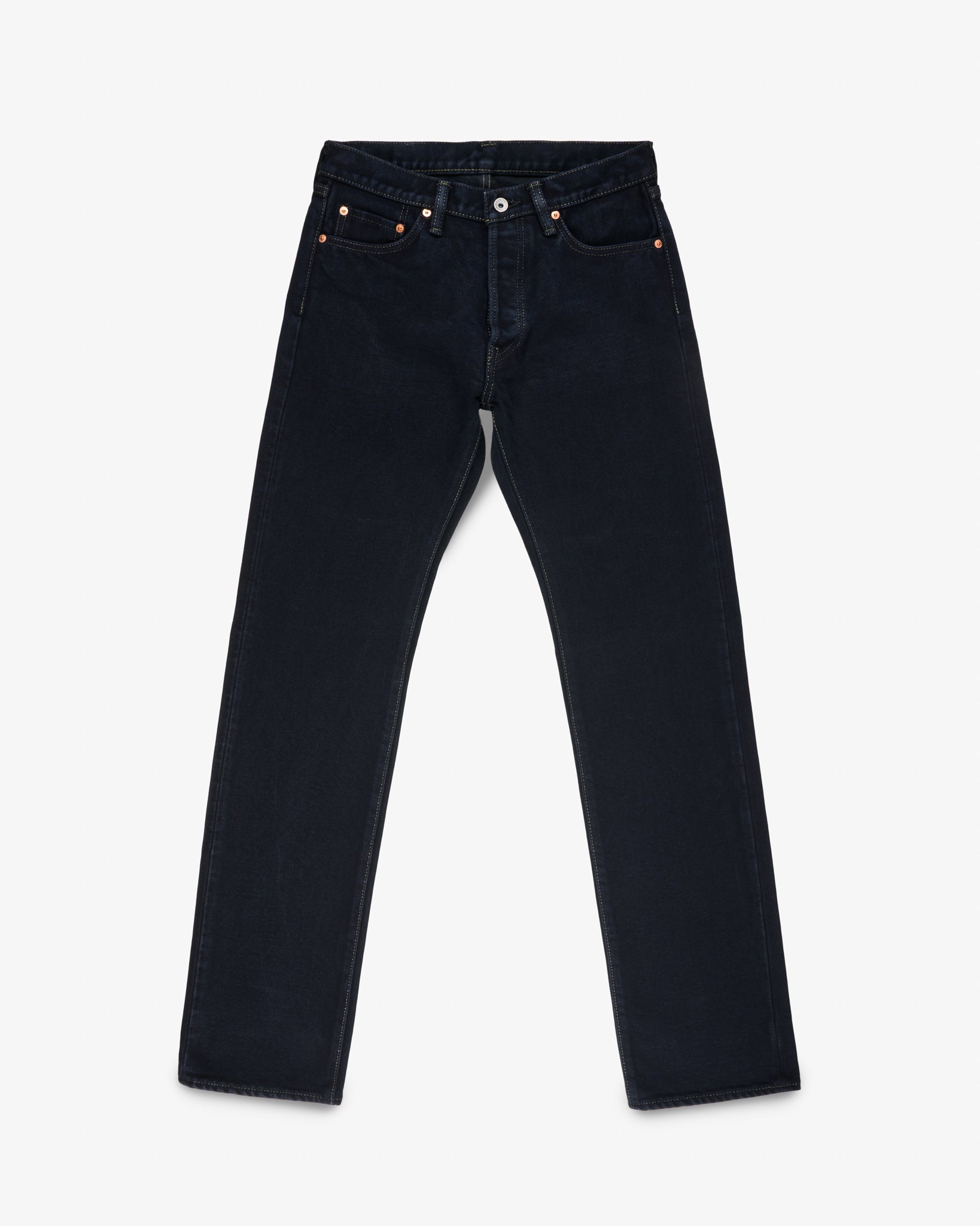 21oz Selvedge Denim Straight Cut Jeans - Indigo Overdyed Black