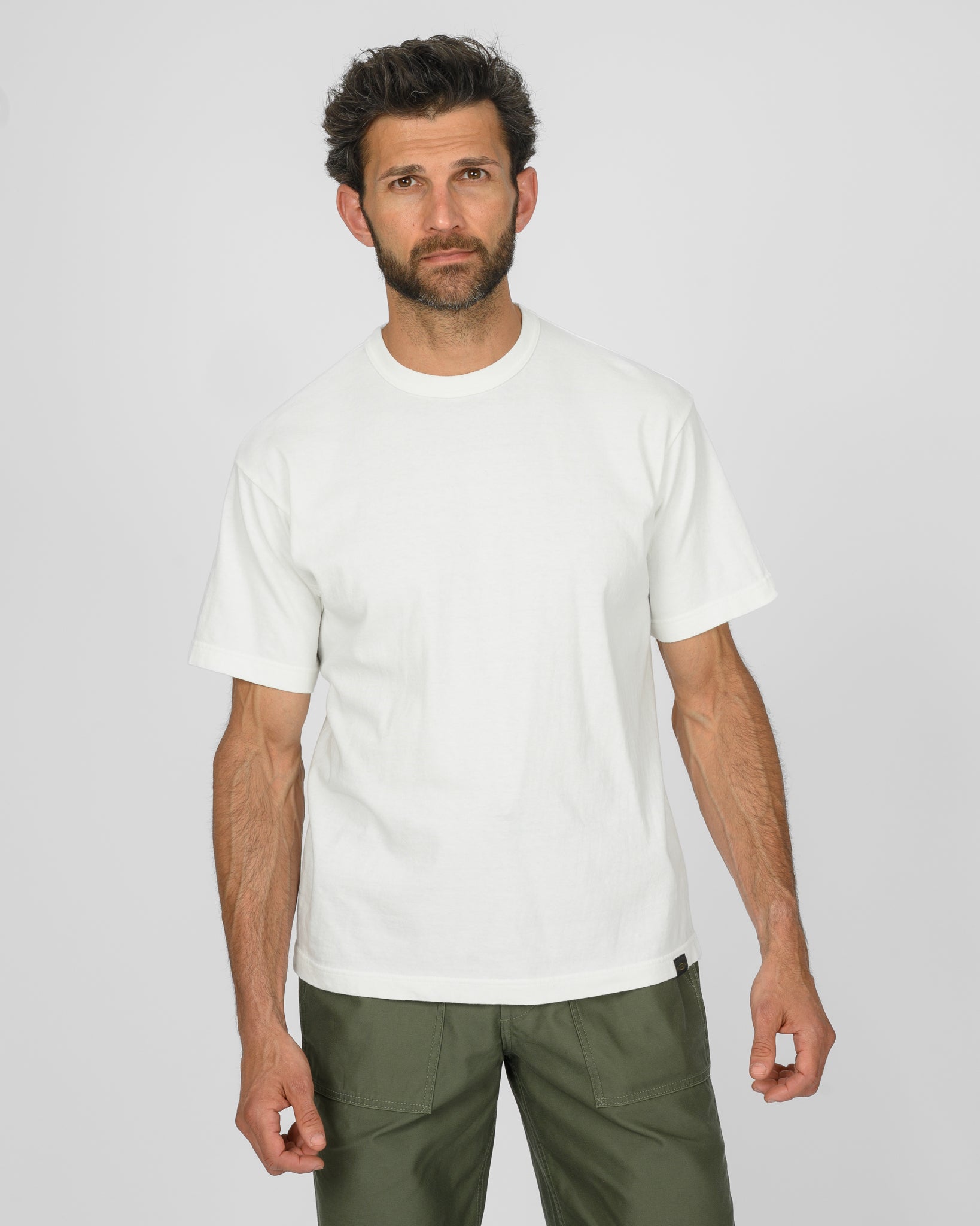 6.5oz Loopwheel Crew Neck T-Shirt with longer body - White