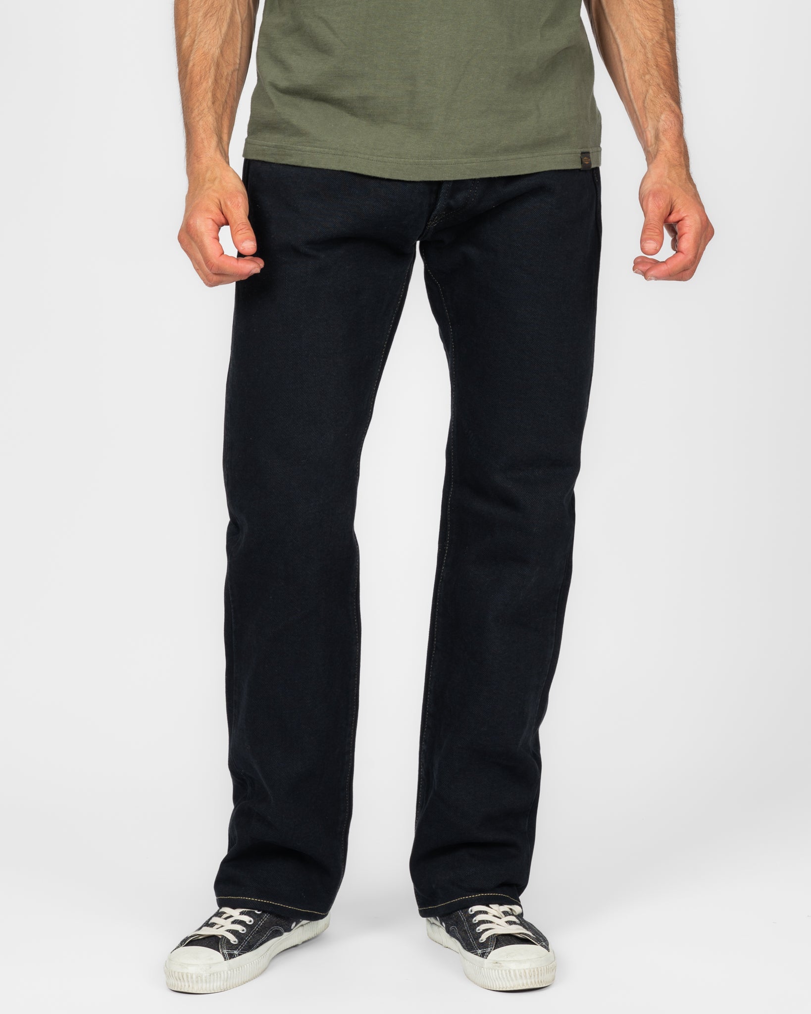 21oz Selvedge Denim Straight Cut Jeans - Indigo Overdyed Black