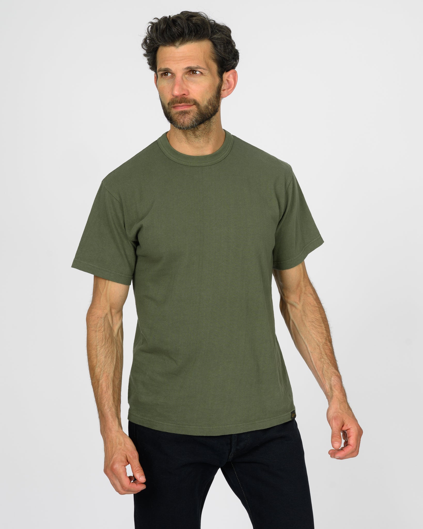 6.5oz Loopwheel Crew Neck T-Shirt with longer body - Olive
