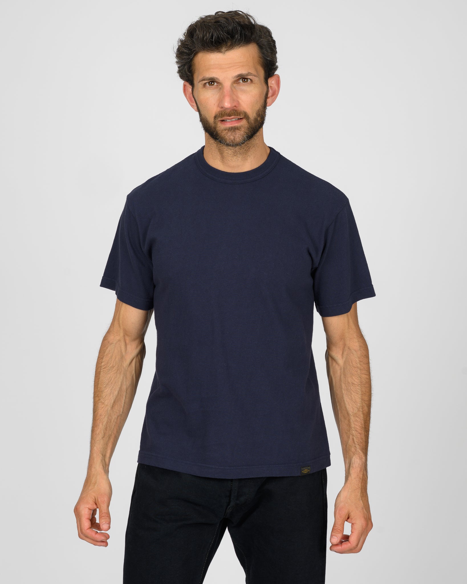 6.5oz Loopwheel Crew Neck T-Shirt with longer body - Navy
