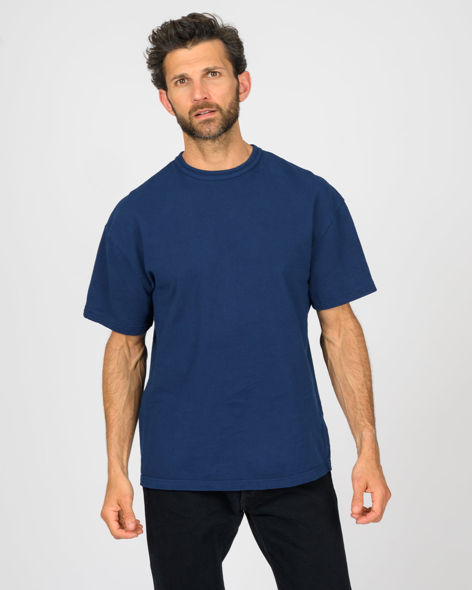 UTILITEES - 10oz Heavyweight Crew Neck T-Shirt - Pure Indigo
