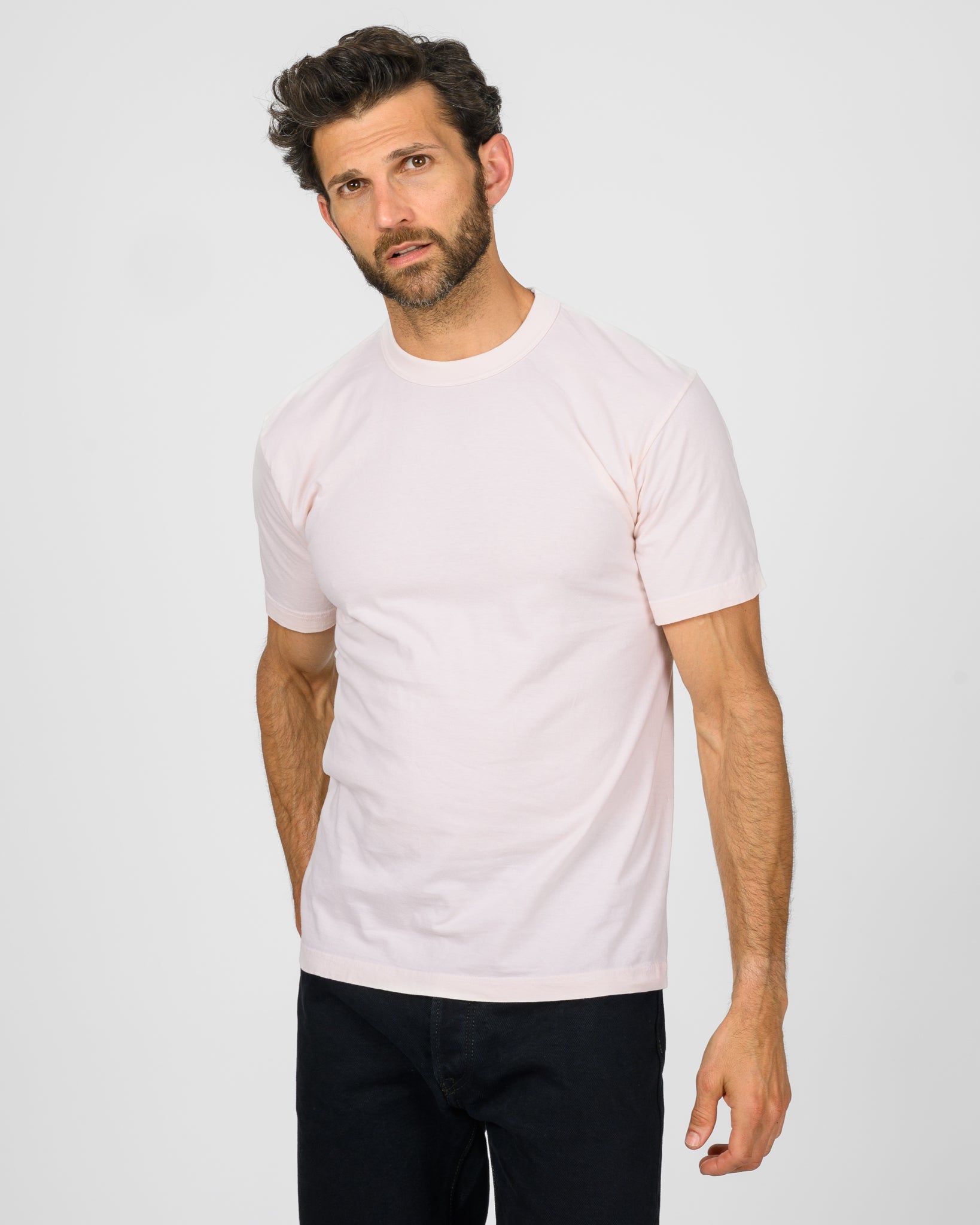UTILITEES - 5.5oz Loopwheel Crew Neck T-Shirt - Natural Pigment Dyed Sakura