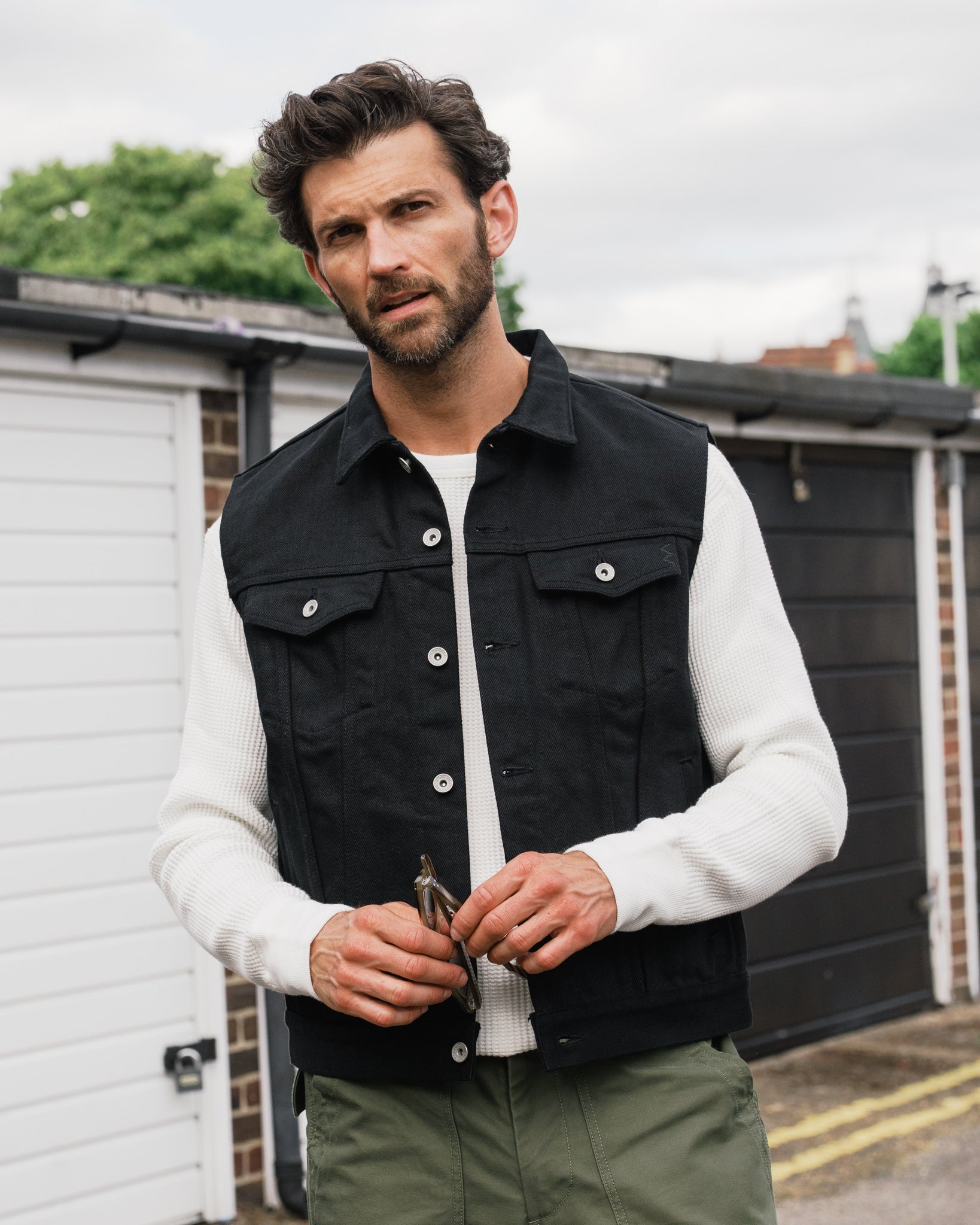 21oz Non-Fade Denim Type III Vest - Superblack – Iron Heart