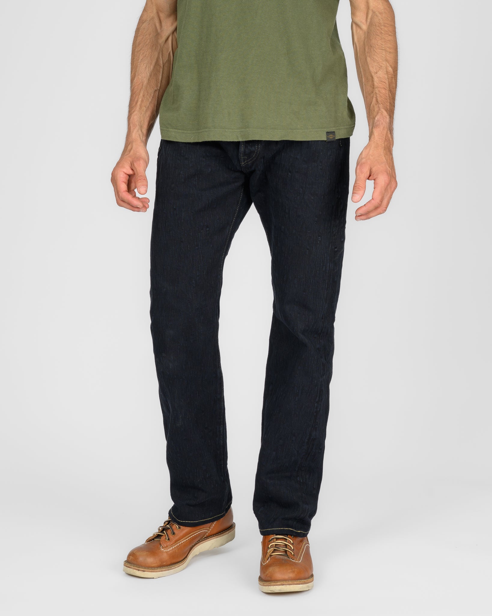 16oz Slubby Selvedge Denim Straight Cut Jeans - Indigo Overdyed Black