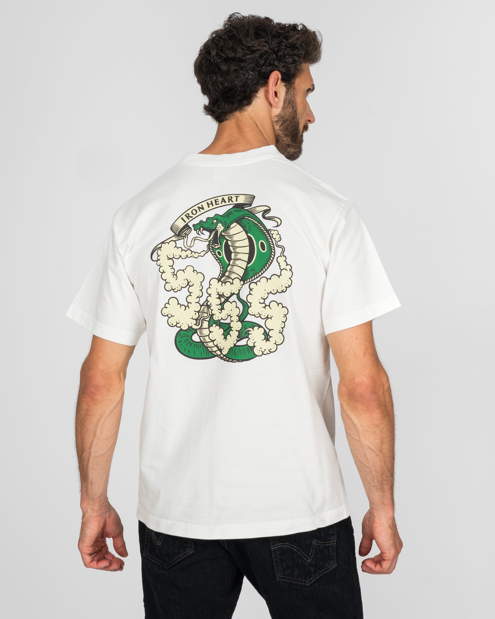 7.5oz Printed Loopwheel Crew Neck T-Shirt - White