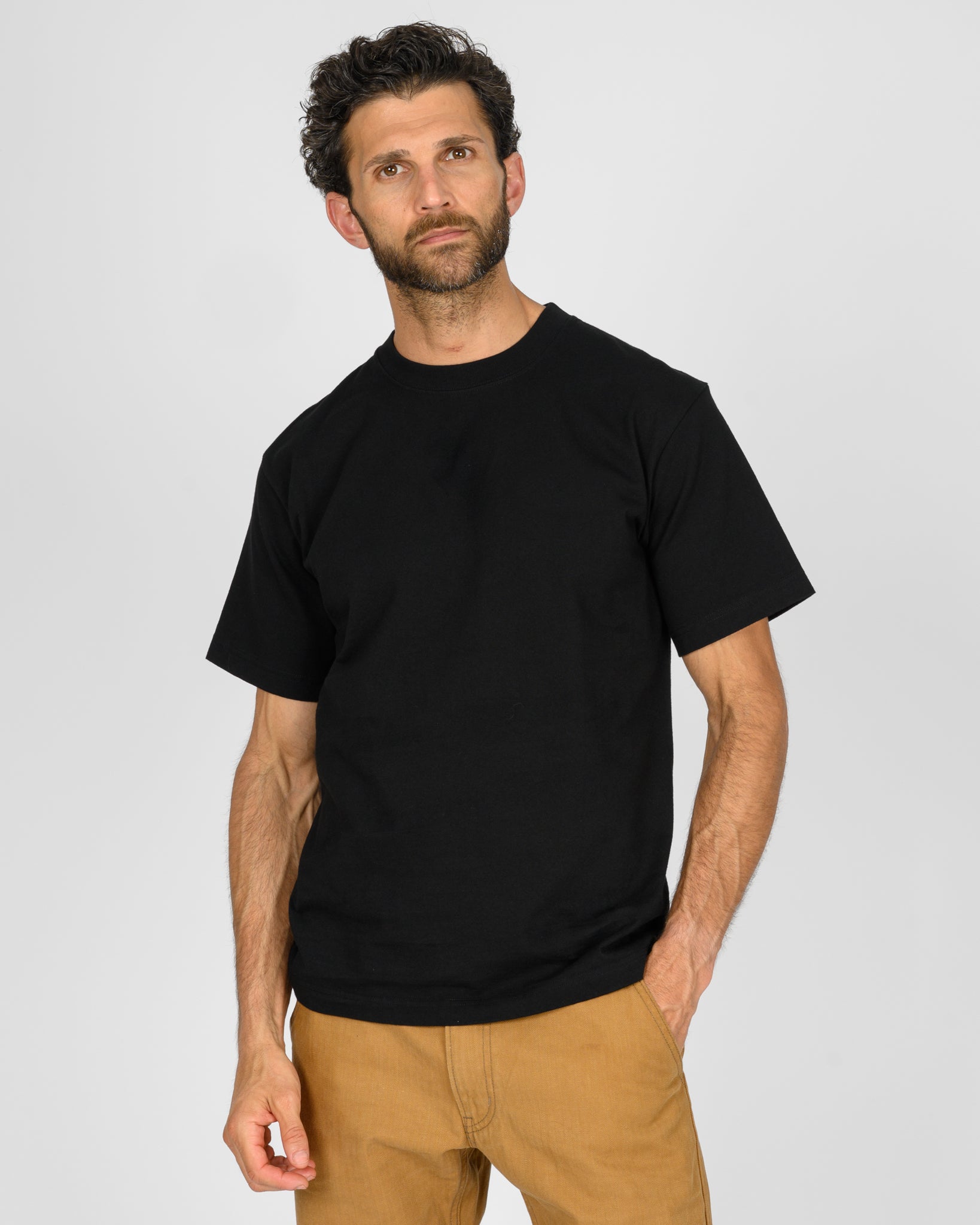 7.5oz Loopwheel Crew Neck T-Shirt - Black