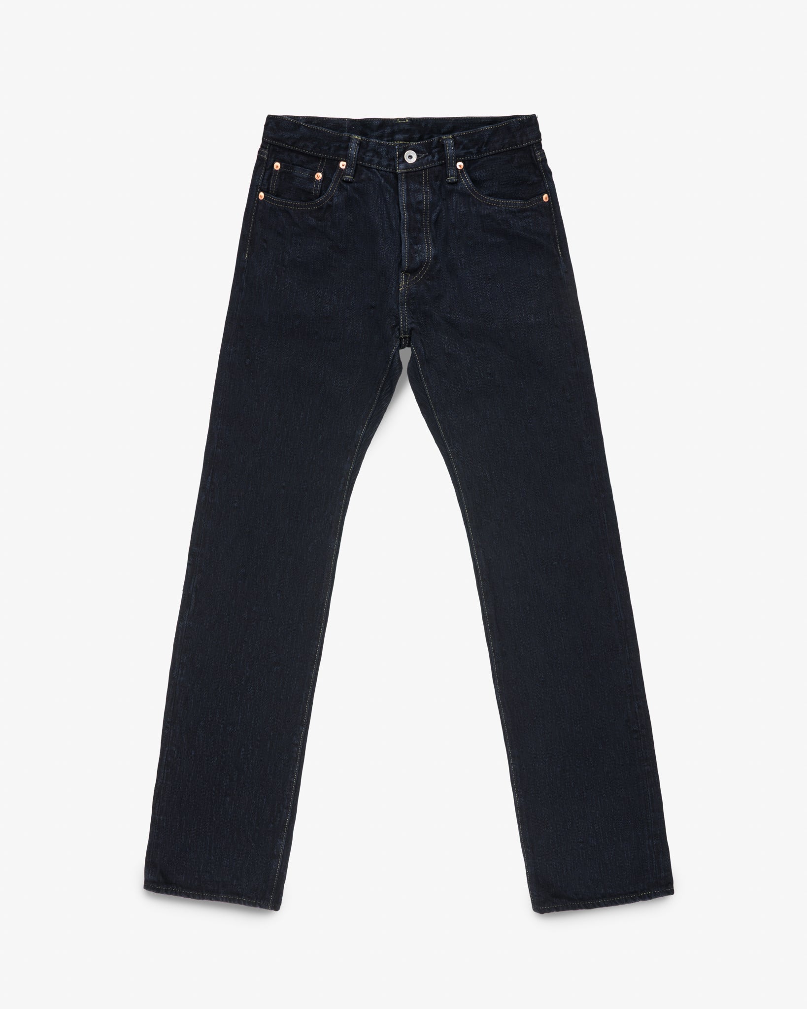 16oz Slubby Selvedge Denim Straight Cut Jeans - Indigo Overdyed Black