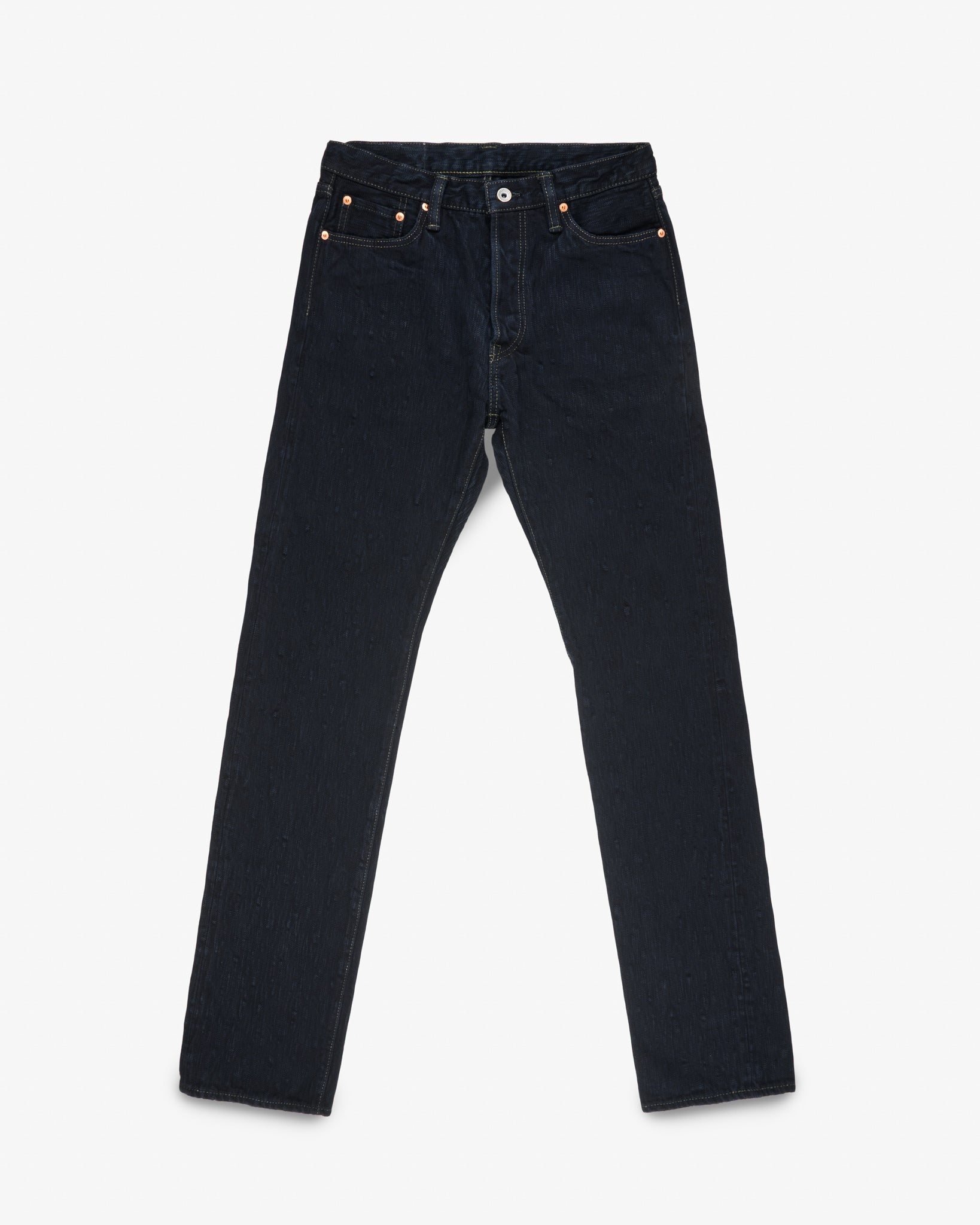 16oz Slubby Selvedge Denim Relaxed Tapered Cut Jeans - Indigo Overdyed Black