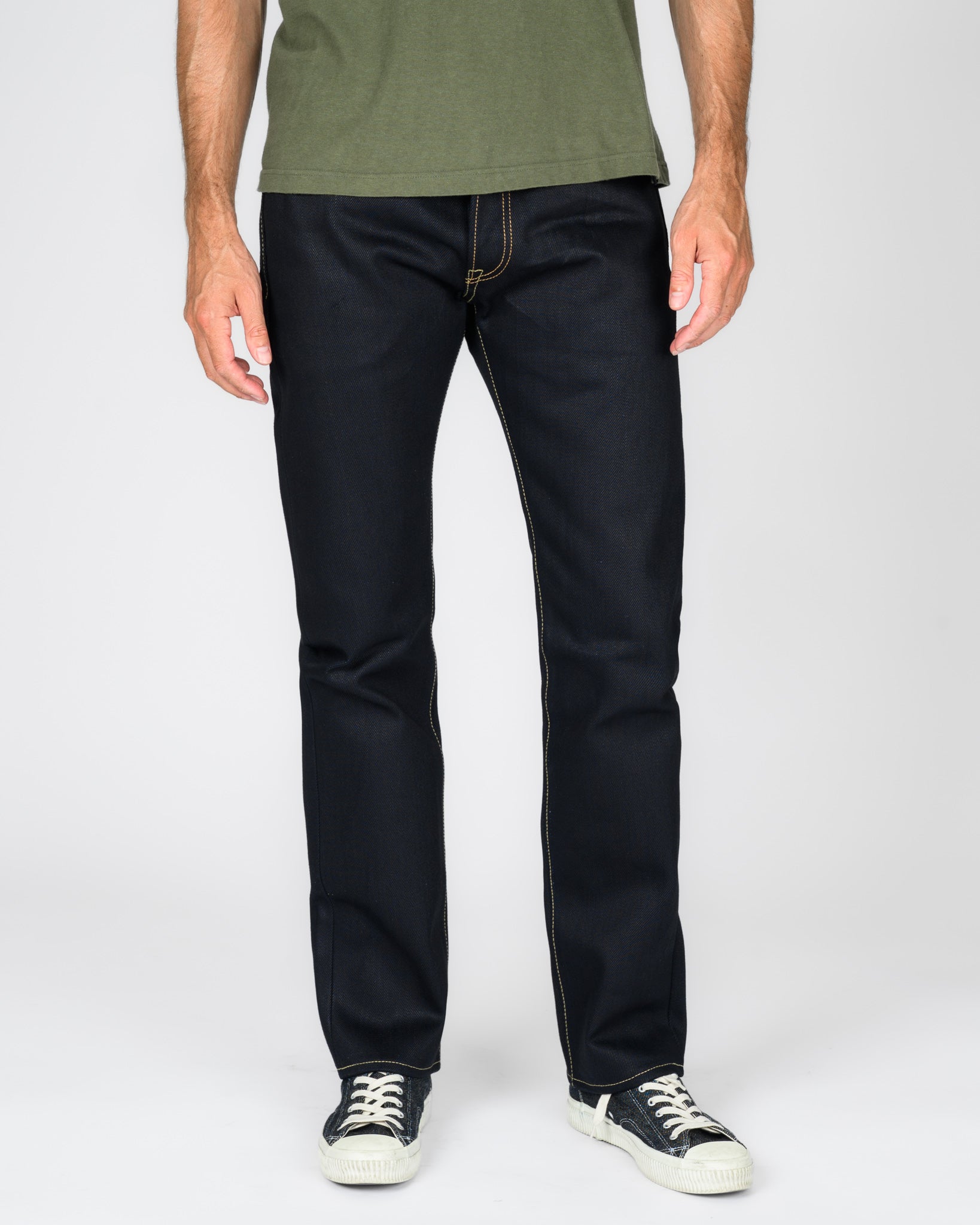 25oz Selvedge Denim Slim Tapered Cut Jeans - Indigo/Black