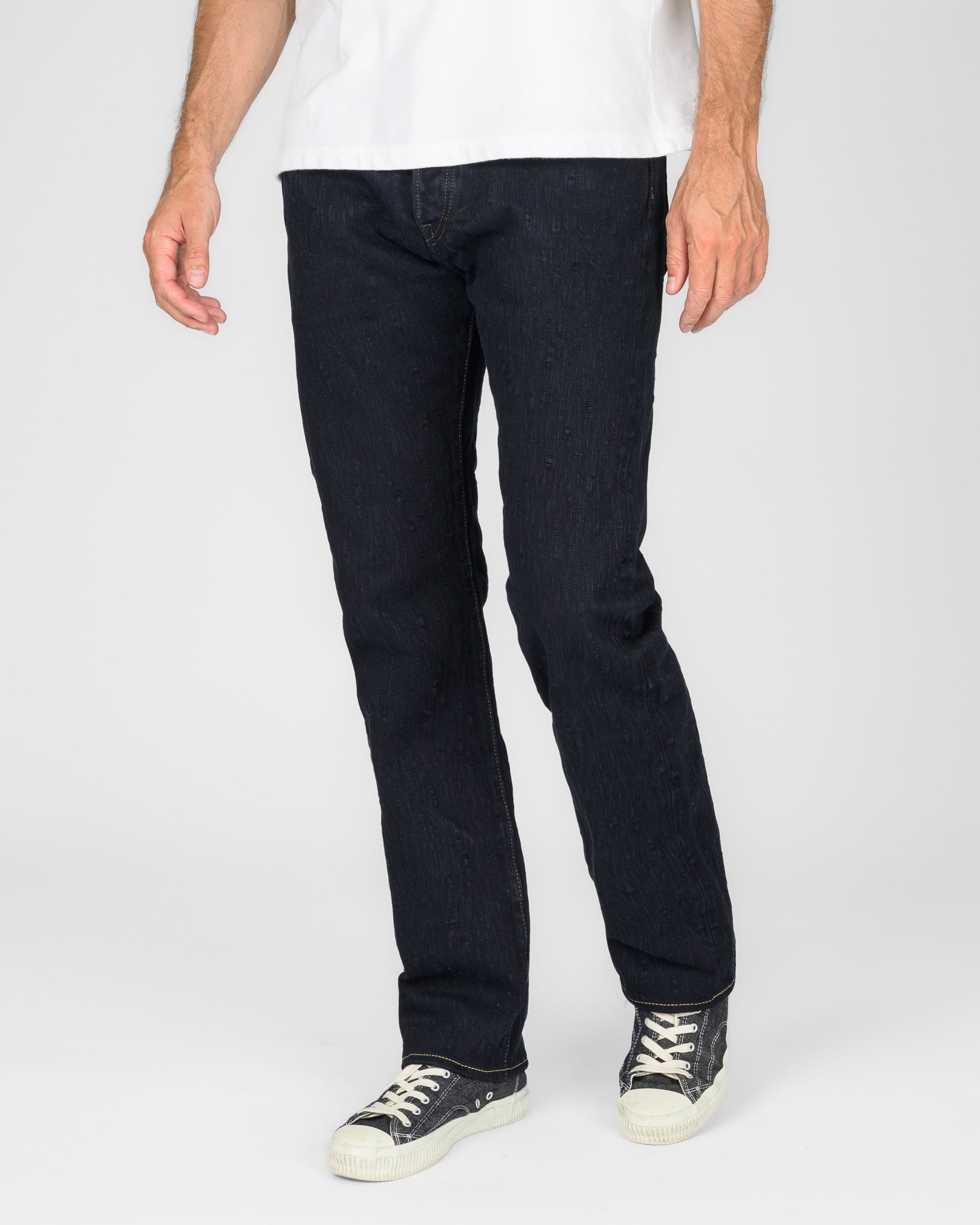 16oz Slubby Selvedge Denim Relaxed Tapered Cut Jeans - Indigo Overdyed Black