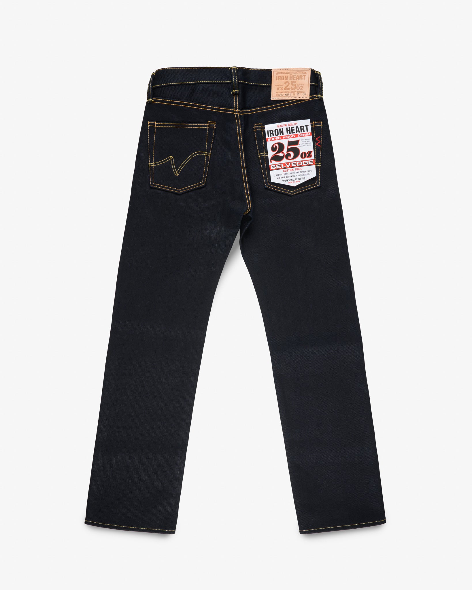 25oz Selvedge Denim Slim Straight Cut Jeans - Indigo/Black (IH-666-XHSib) Tag 31, Hemmed to 31.0"