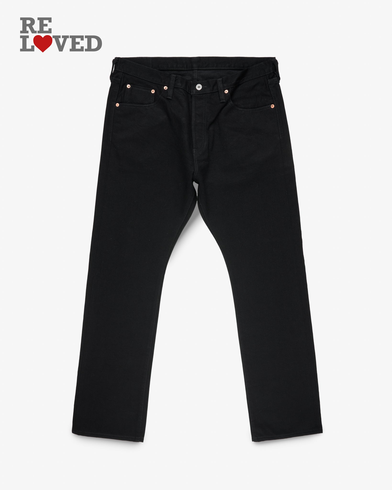 14oz Selvedge Denim Slim Cut Jeans - Black/Black (IH-555s-142bb) Size 38, Hemmed to 32.0"