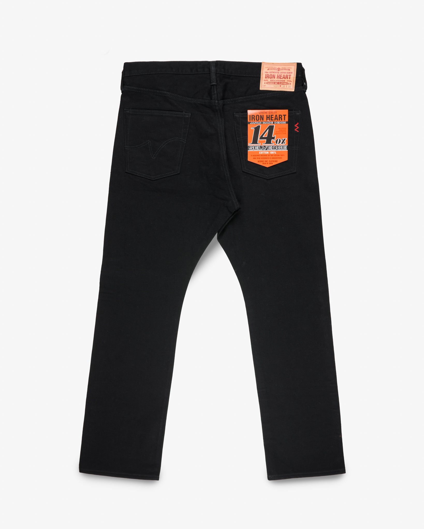 14oz Selvedge Denim Slim Cut Jeans - Black/Black (IH-555s-142bb) Size 38, Hemmed to 32.0"