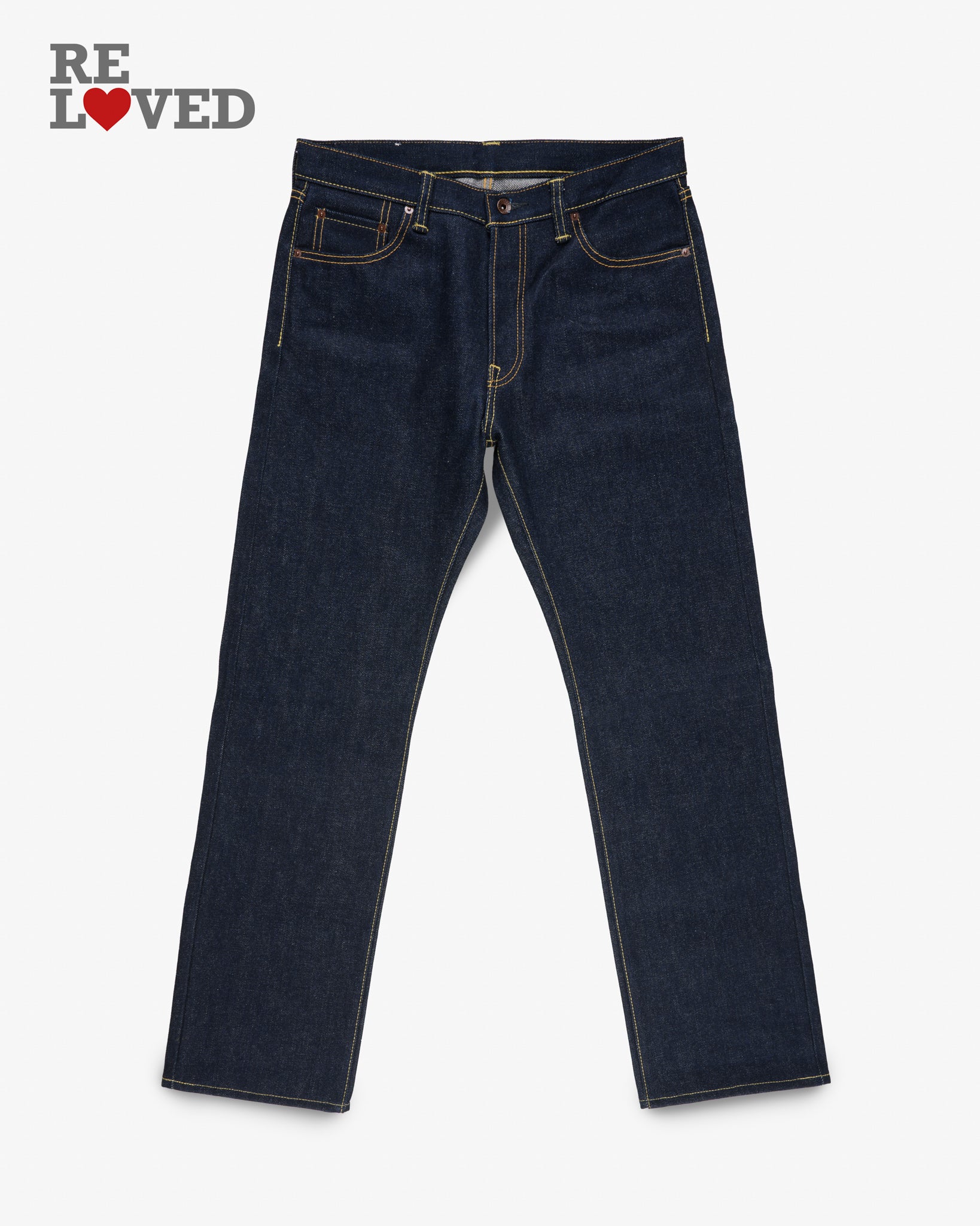 21/23oz Raw Selvedge Denim Straight Cut Jeans - Indigo (IH-634S-UHR) Tag 34, Hemmed to 33.5"