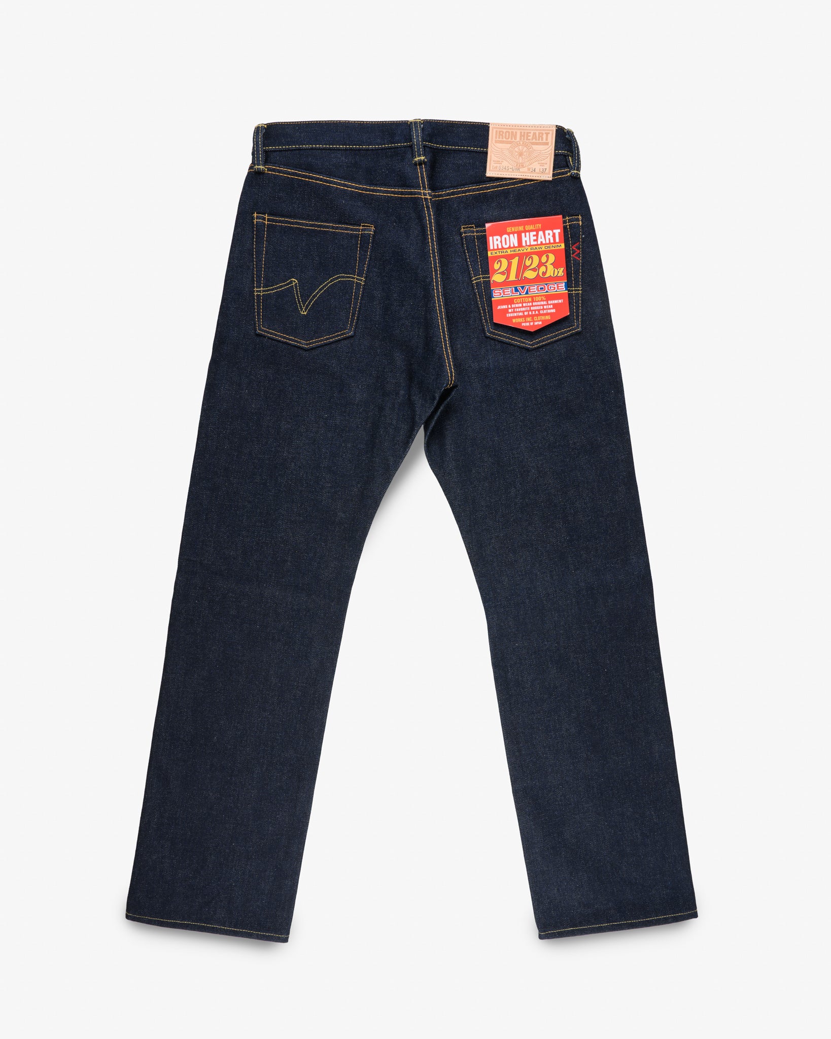 21/23oz Raw Selvedge Denim Straight Cut Jeans - Indigo (IH-634S-UHR) Tag 34, Hemmed to 33.5"