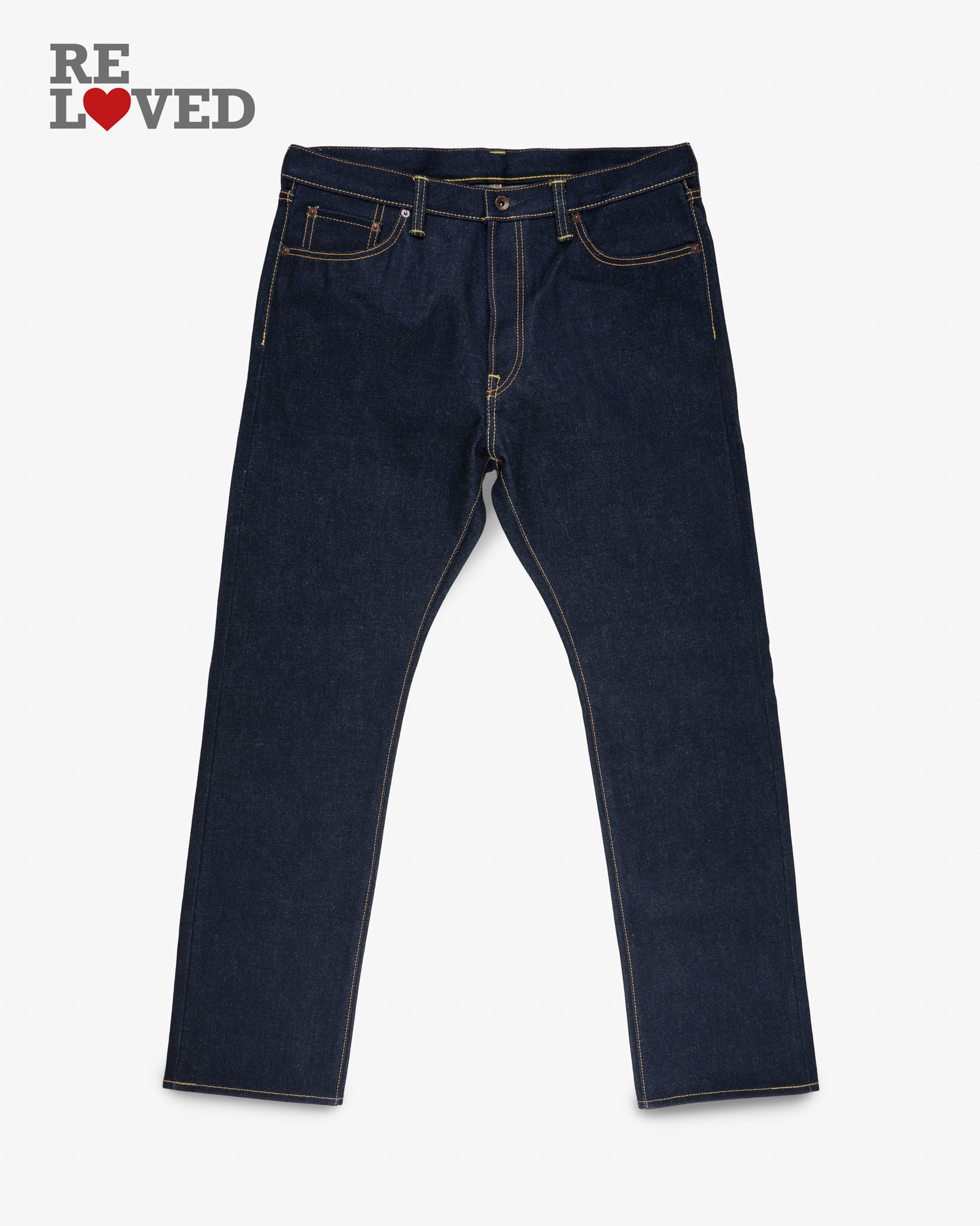 21/23oz Ultra Heavy Raw Selvedge Denim Medium/High Rise Tapered Cut Jeans - Indigo (IH-888S-UHR) Tag 38, Hemmed to 34.0"