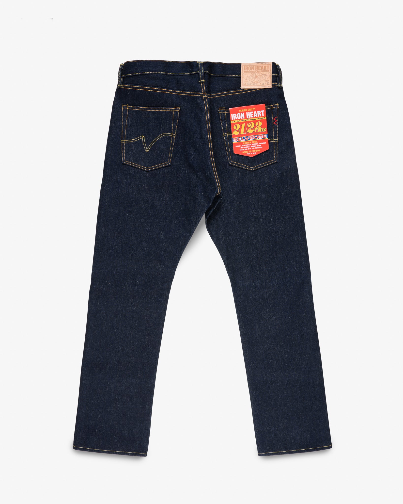 21/23oz Ultra Heavy Raw Selvedge Denim Medium/High Rise Tapered Cut Jeans - Indigo (IH-888S-UHR) Tag 38, Hemmed to 34.0"