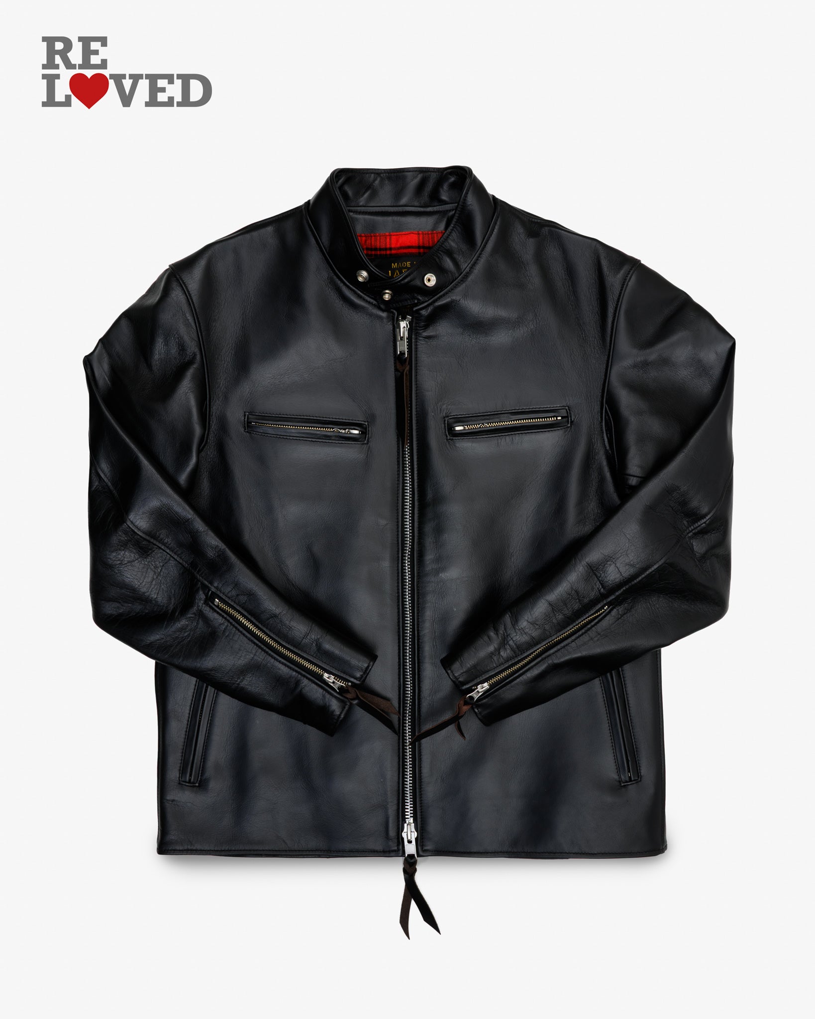 Japanese Horsehide Rider’s Jacket - Black (Tea-Core Dyed) (IHJ-40-BLK) Size XXL