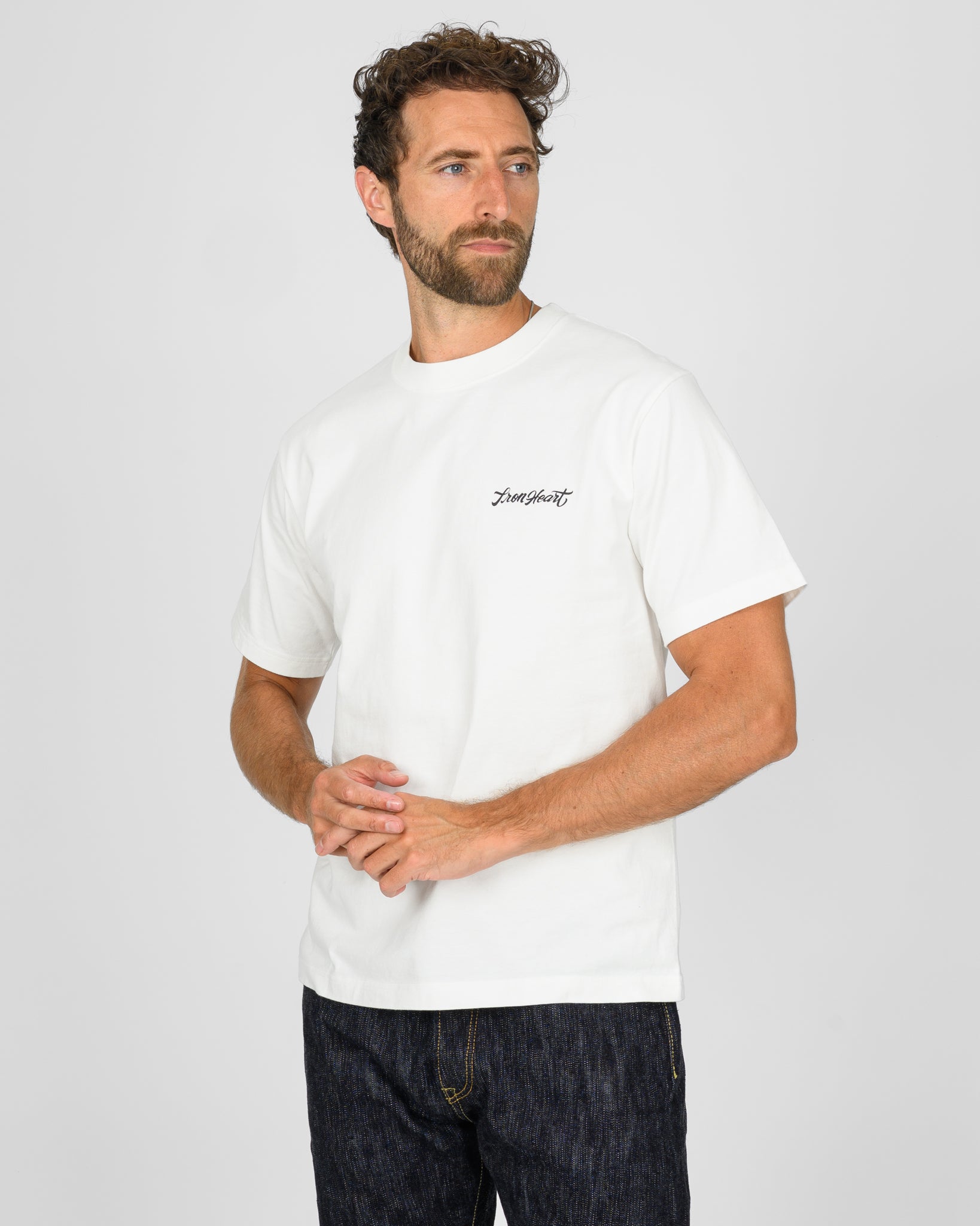 7.5oz Printed Loopwheel Crew Neck T-Shirt - White