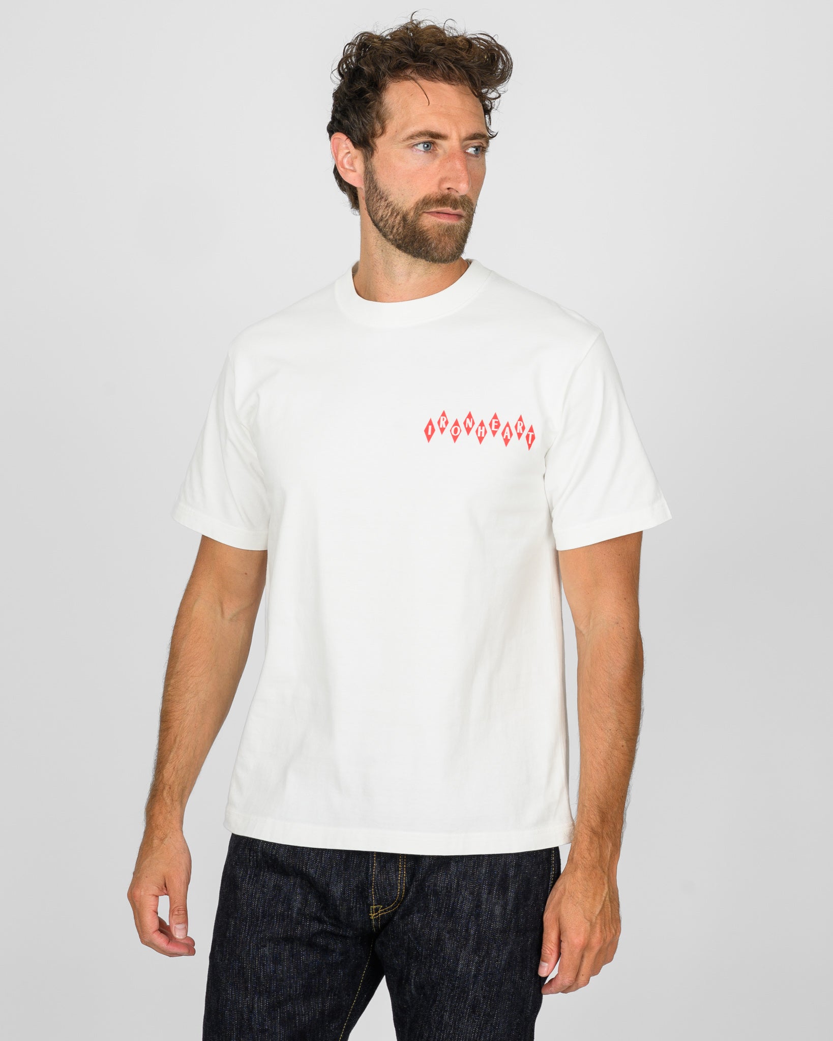 7.5oz Printed Loopwheel Crew Neck T-Shirt - White