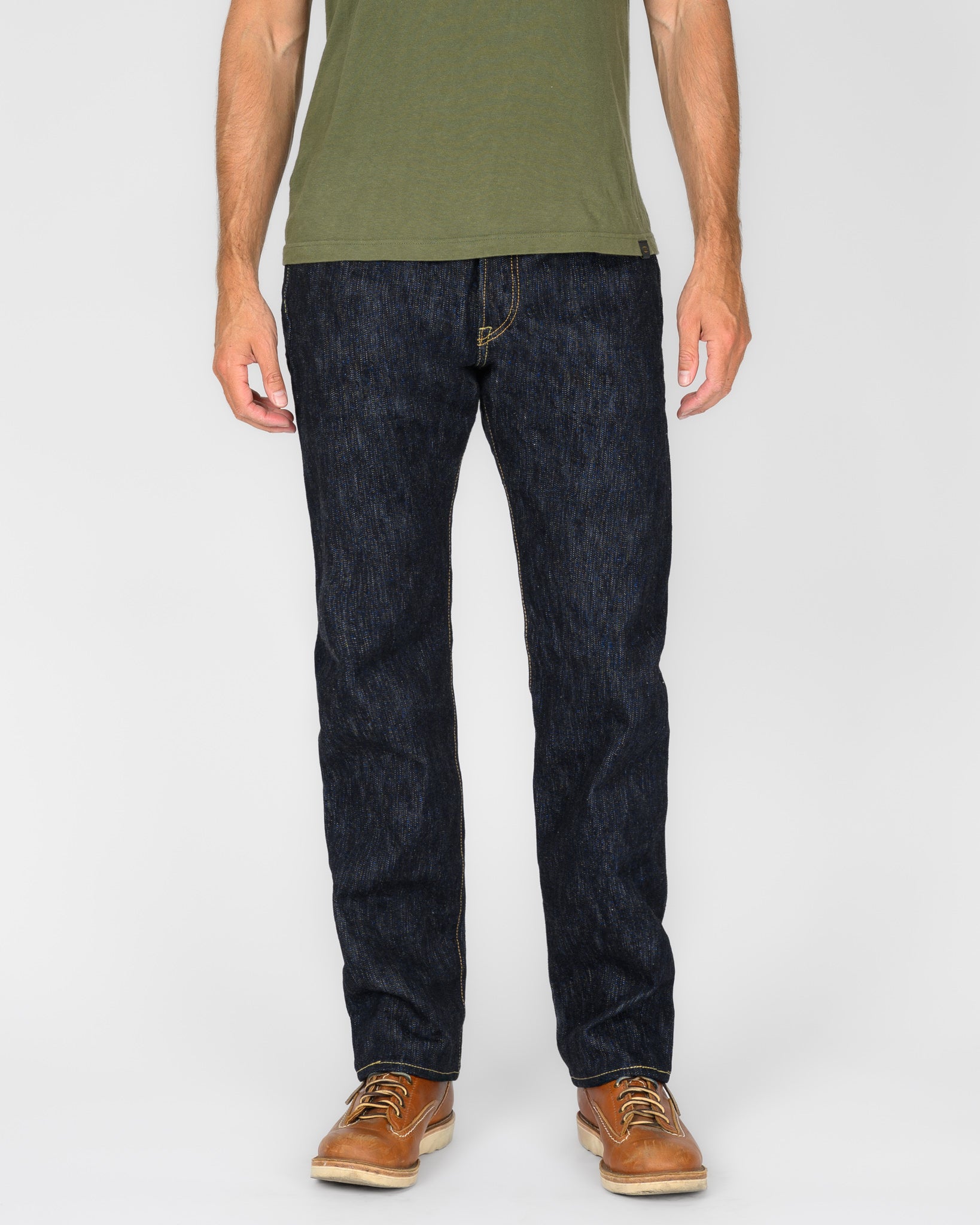 16oz Slubby Selvedge Denim Relaxed Tapered Cut Jeans - Indigo
