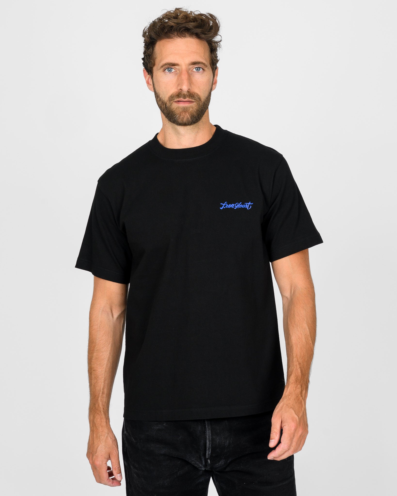 7.5oz Printed Loopwheel Crew Neck T-Shirt - Black