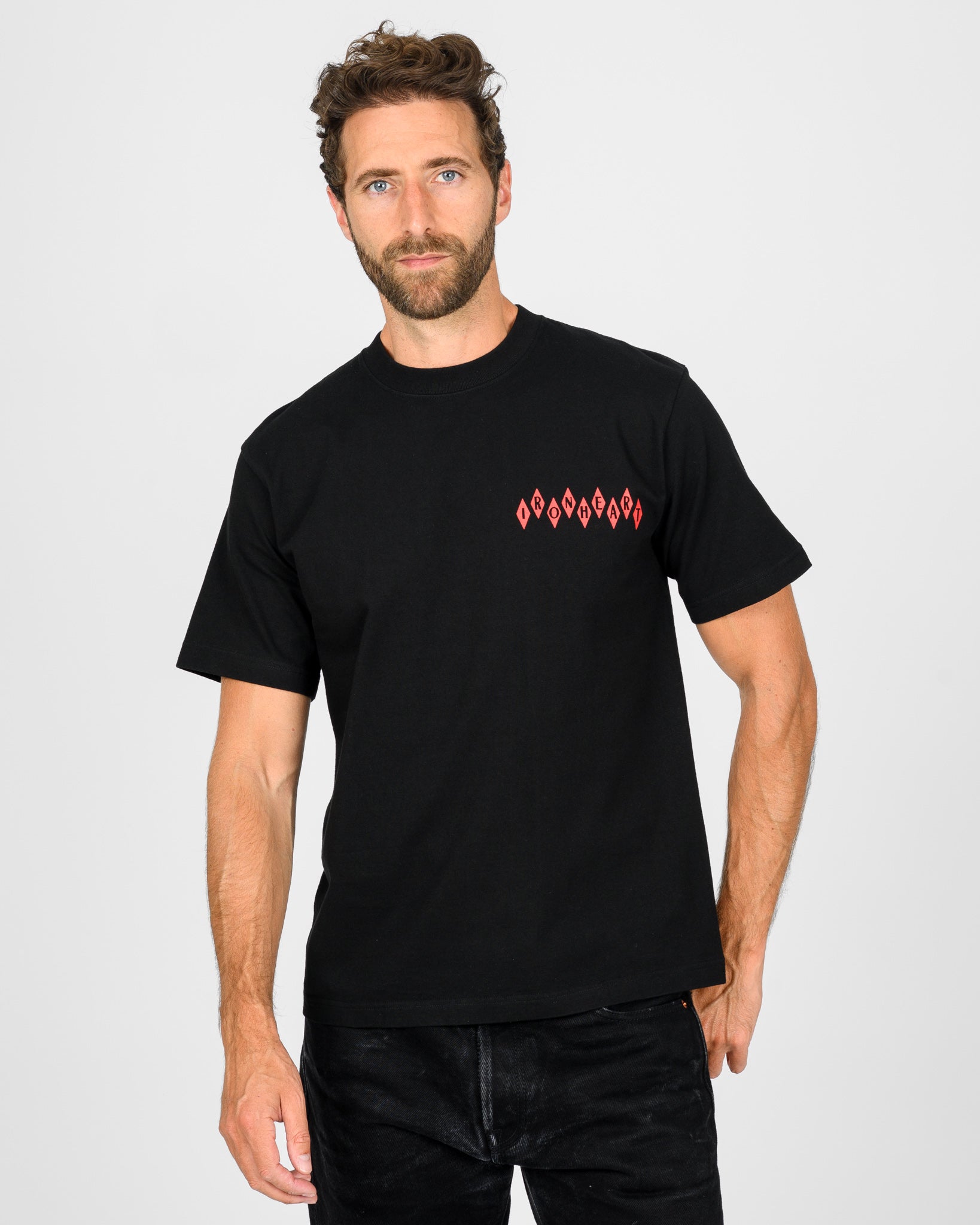 7.5oz Printed Loopwheel Crew Neck T-Shirt - Black
