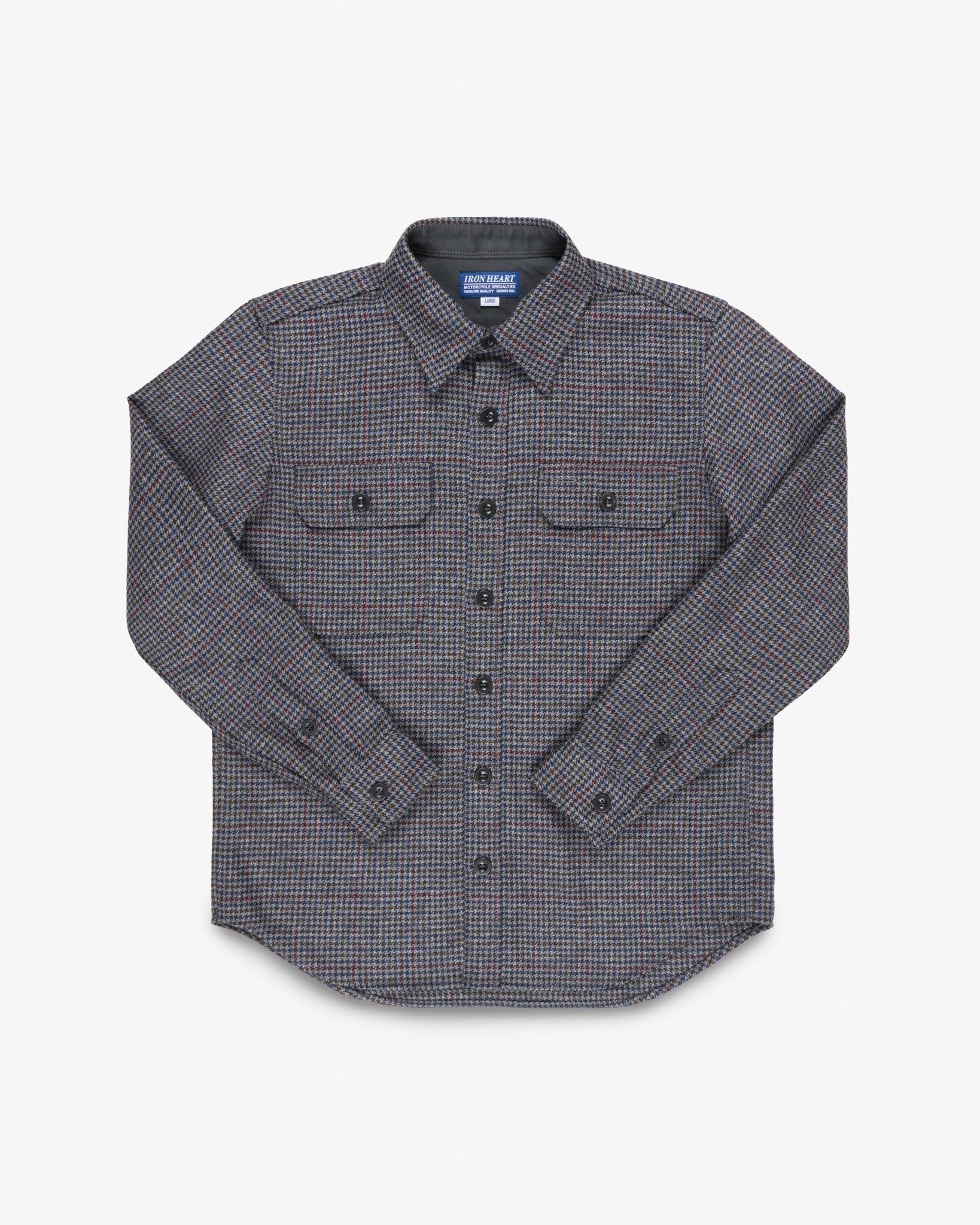 14oz Fox Brothers® Wool CPO Shirt - Antique Pewter Puppytooth Check