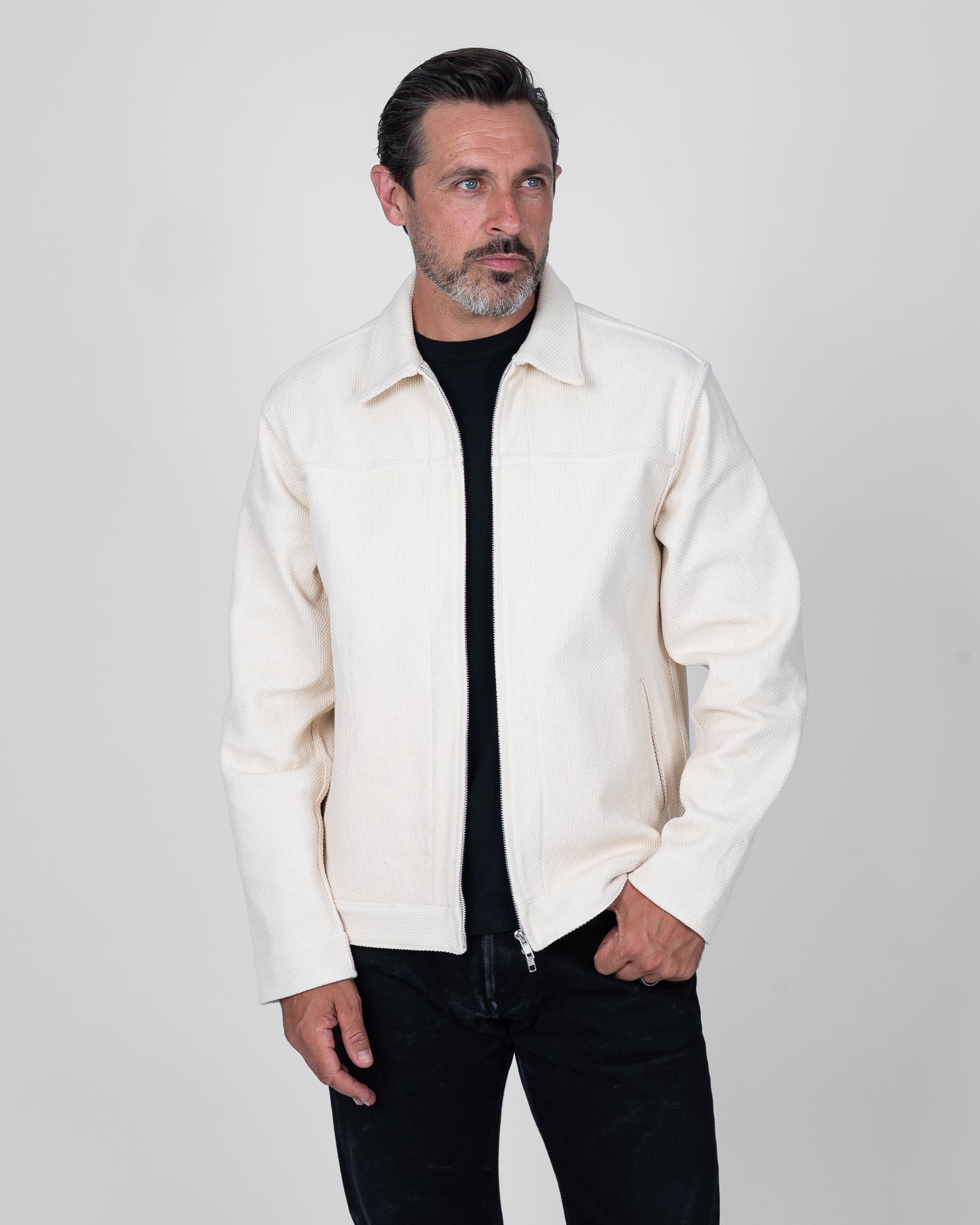 STF Sashiko Lightweight Jacket - Ecru