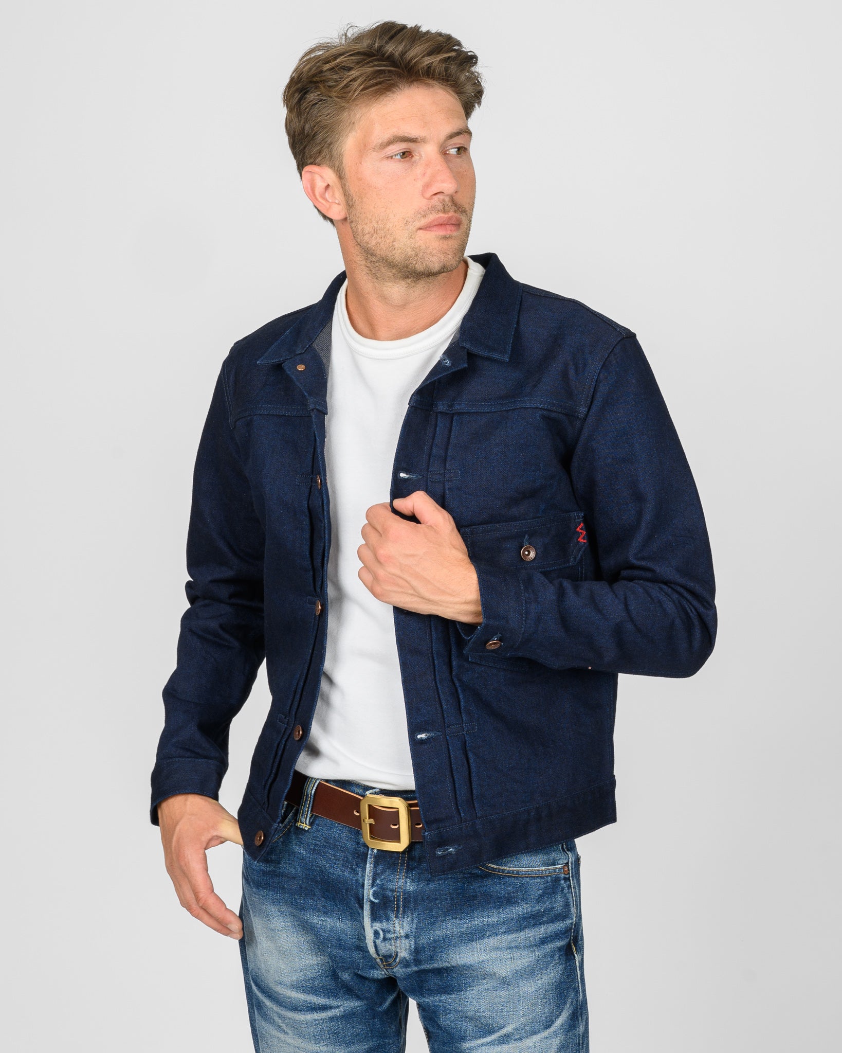 19oz Selvedge Denim Type I Jacket - Indigo/Grey