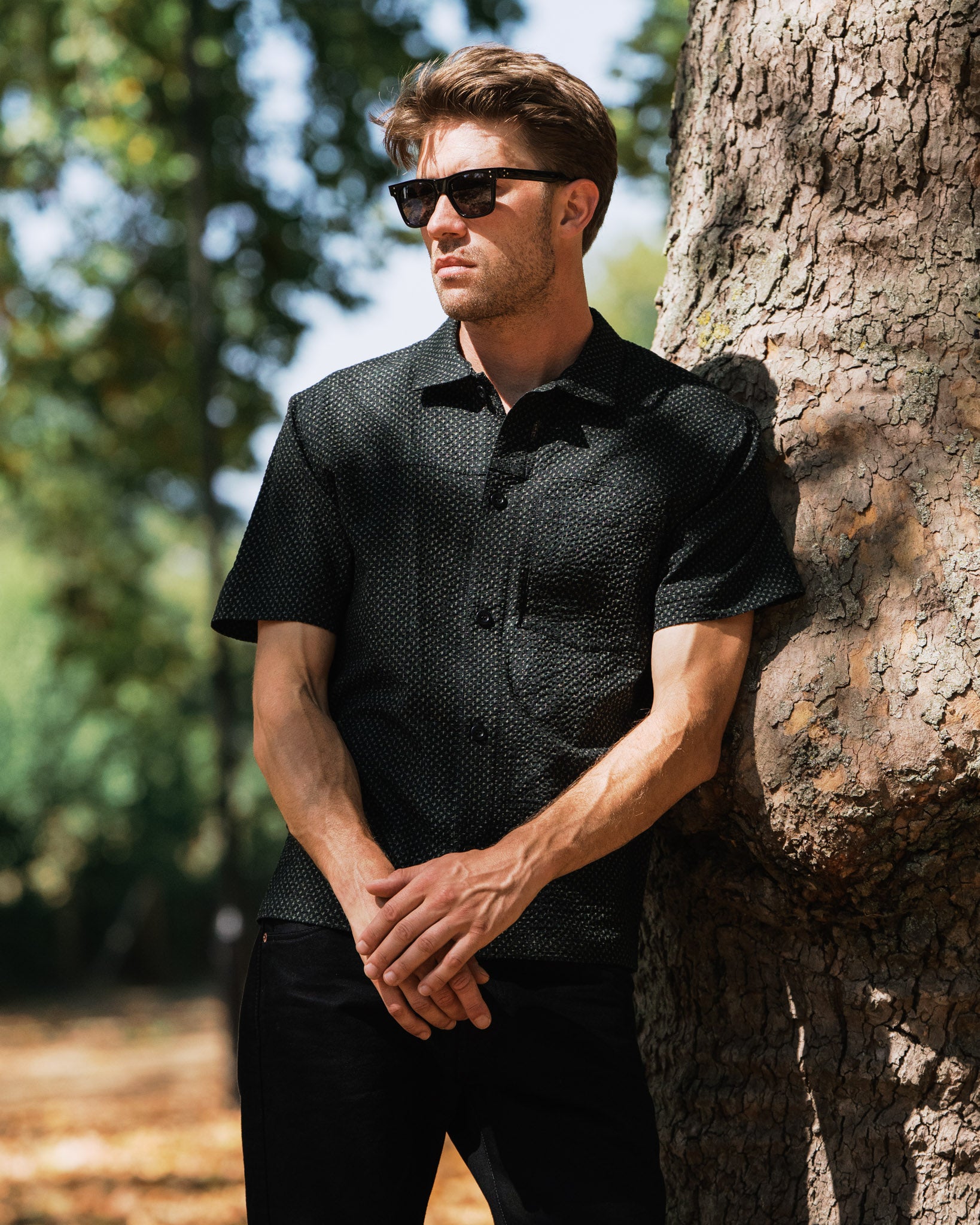 STF 3oz Japanese Seersucker Short Sleeve Shirt - Black