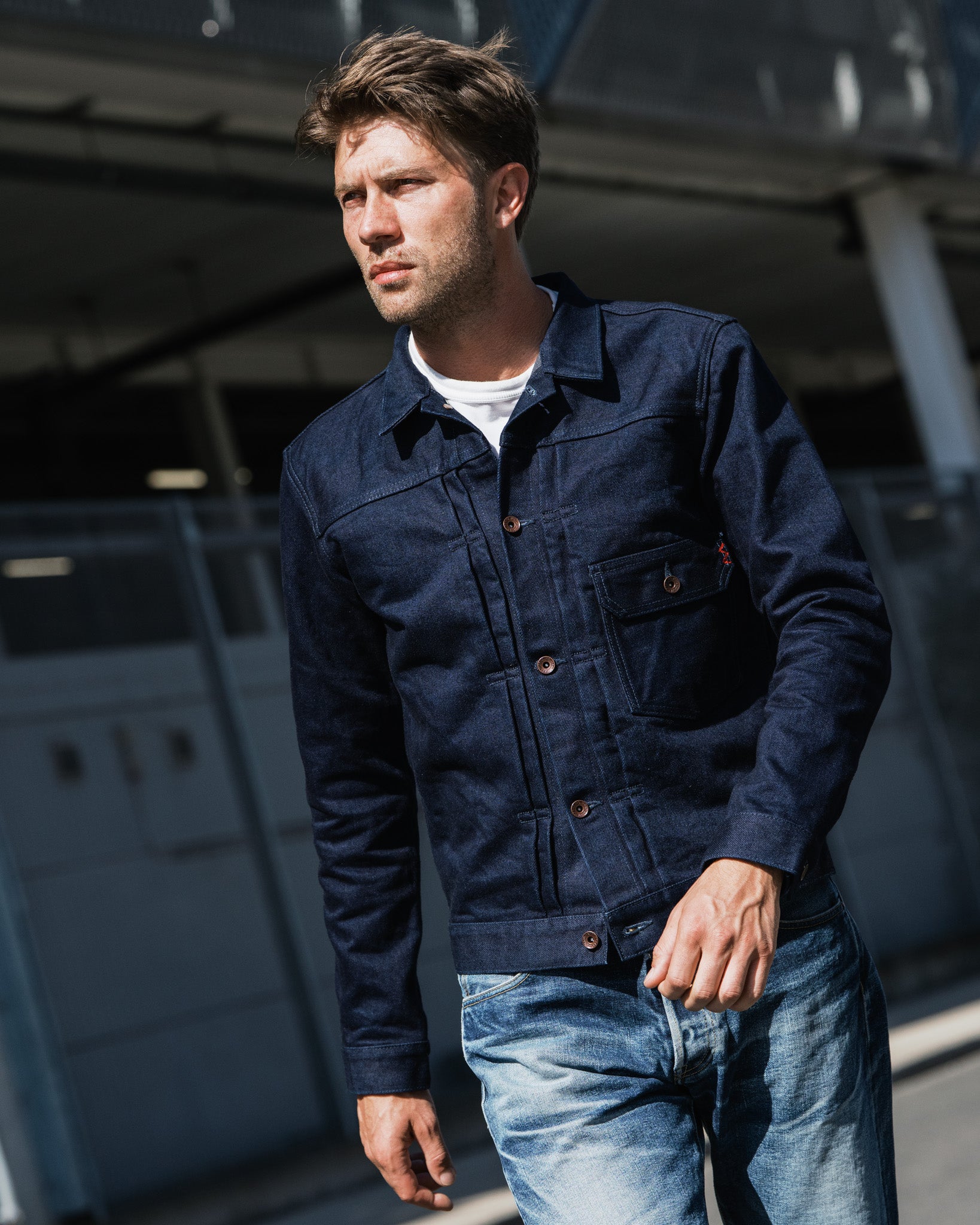 19oz Selvedge Denim Type I Jacket - Indigo/Grey – Iron Heart