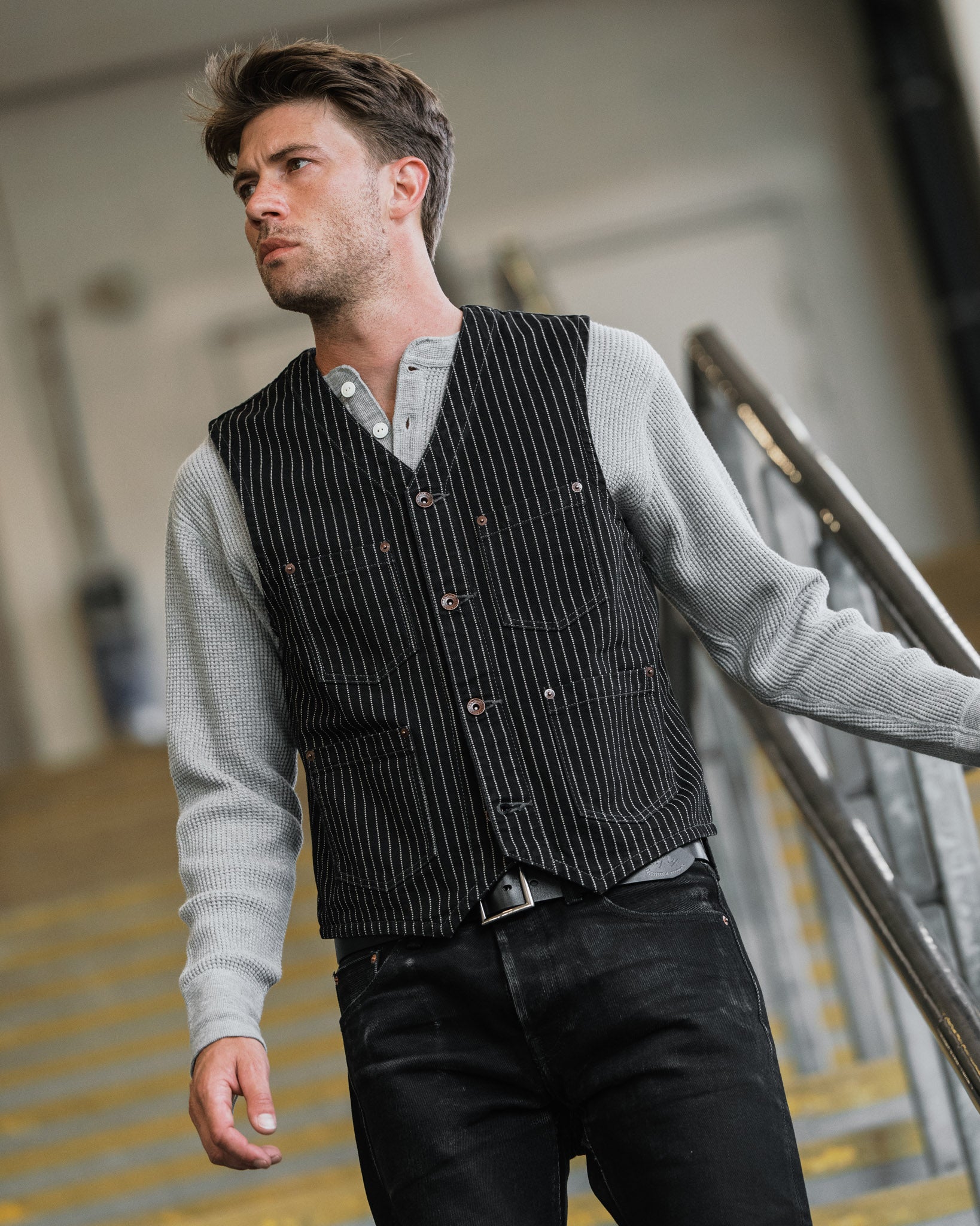 Iron Heart Japanese 12oz Wabash/Duck Work Vest - Black