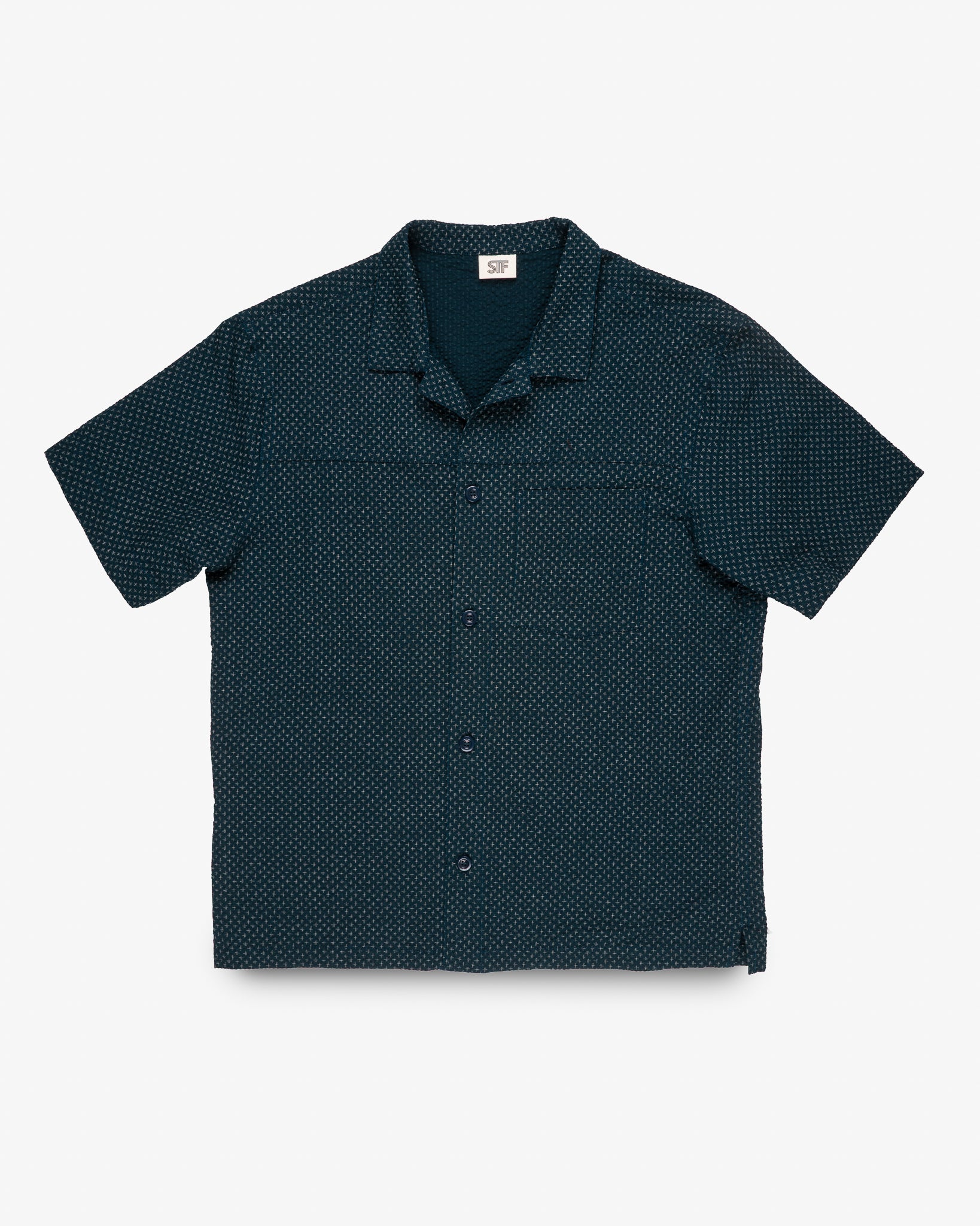 STF 3oz Japanese Seersucker Short Sleeve Shirt - Navy