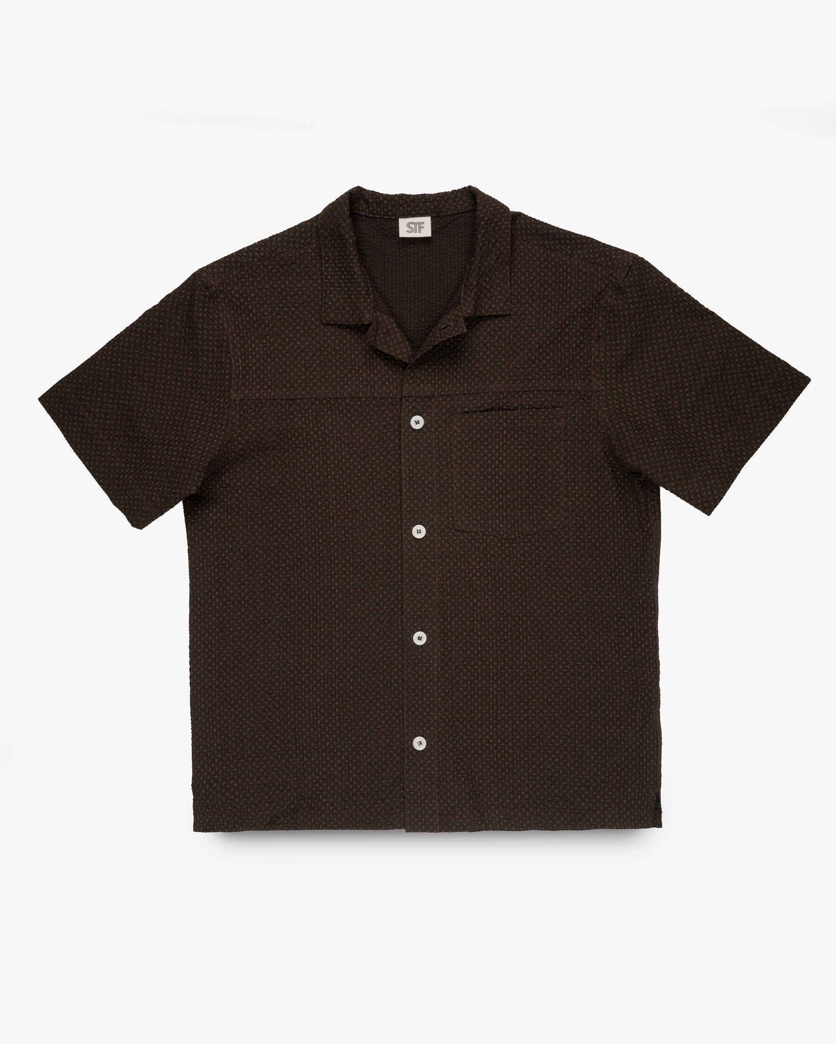 STF 3oz Japanese Seersucker Short Sleeve Shirt - Brown
