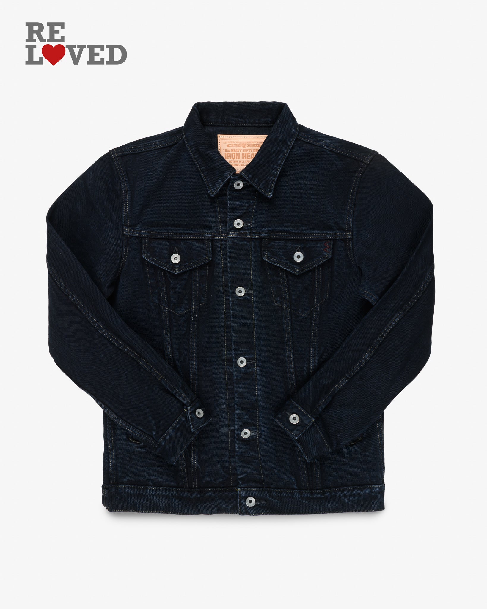 19oz Left-Hand Twill Selvedge Denim Type III Jacket - Indigo Overdyed Black (IH-526Lod) Size XL
