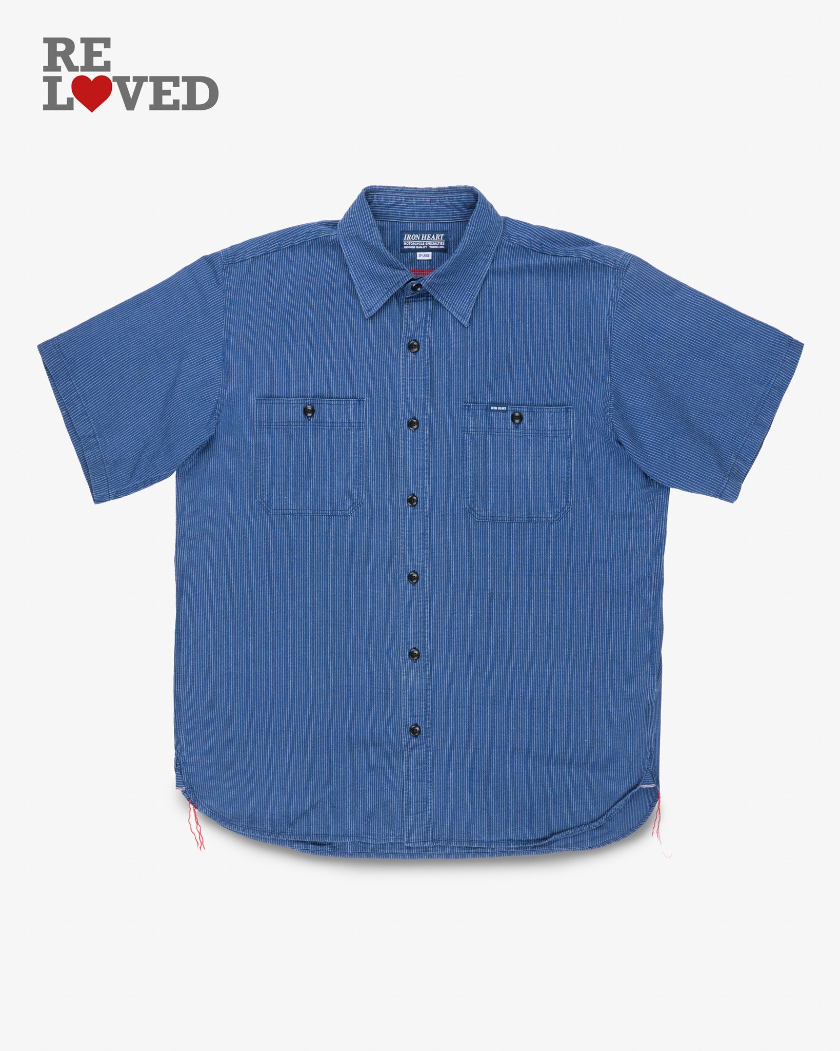 5oz Selvedge Ox Cloth Short Sleeved Work Shirt - Pinstripe (IHSH-420-PIN) Size XXXXL