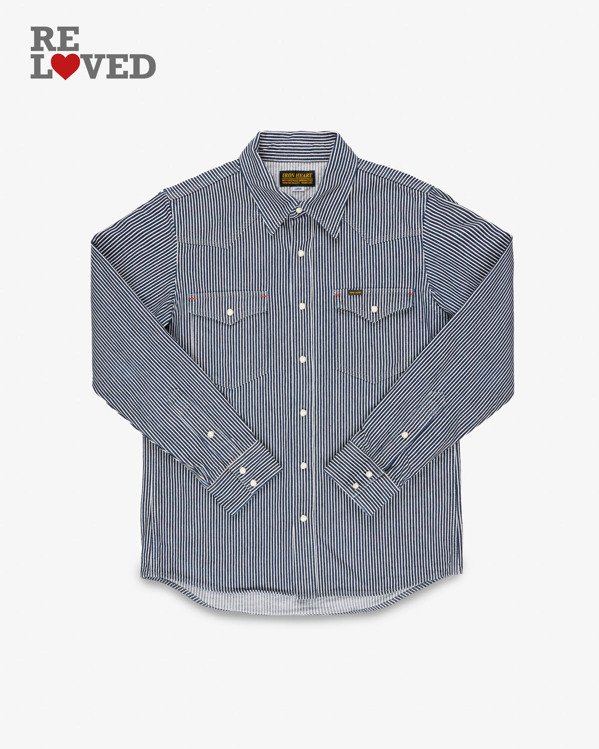 12oz Hickory Stripe Western Shirt - Indigo (IHSH-07-IND) Size Large