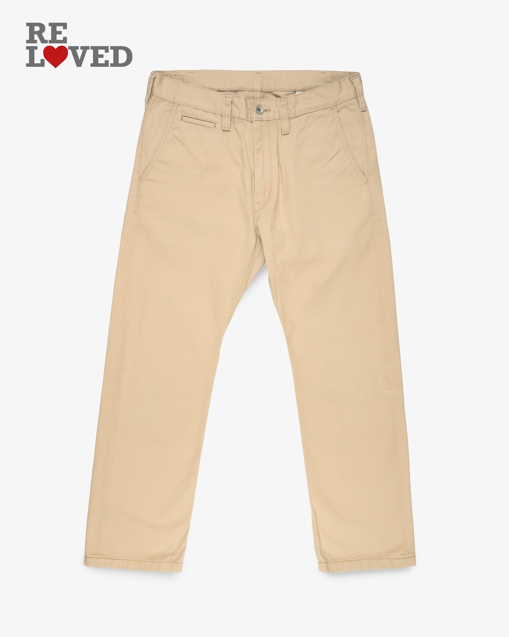 9oz Mercerised Selvedge Cotton Slim Tapered Chinos - Khaki (IH-721-KHA) Tag 34, Hemmed to 27.0"