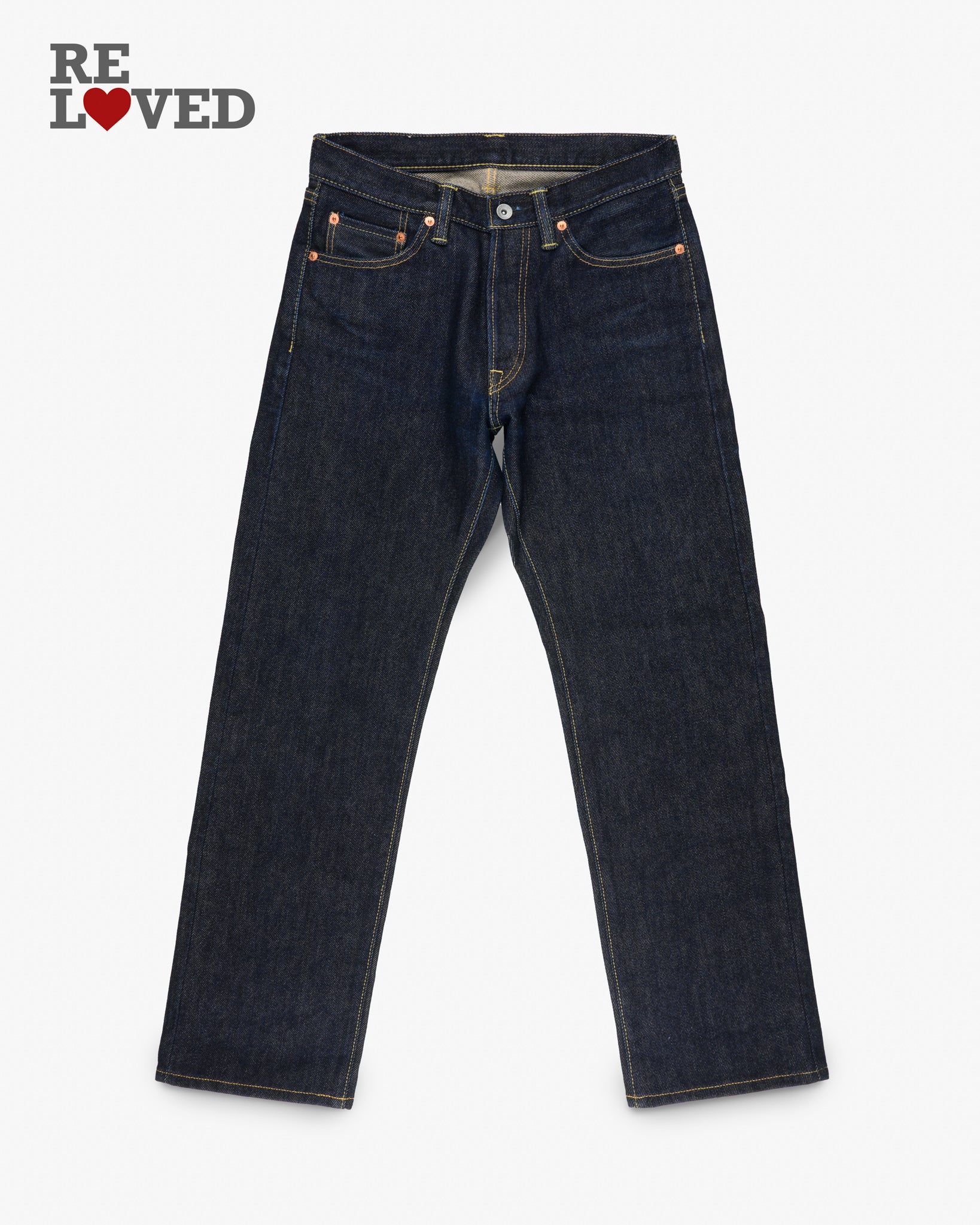 21oz Selvedge Denim Straight Cut Jeans - Indigo (IH-634S) Tag 31, Hemmed to 29.8"