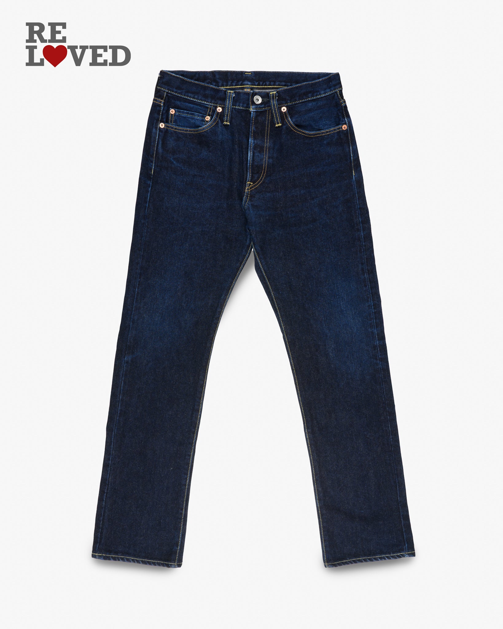 14oz Selvedge Denim Straight Cut Jeans - Indigo (IH-633S-142) Tag 30, Hemmed to 30.5"
