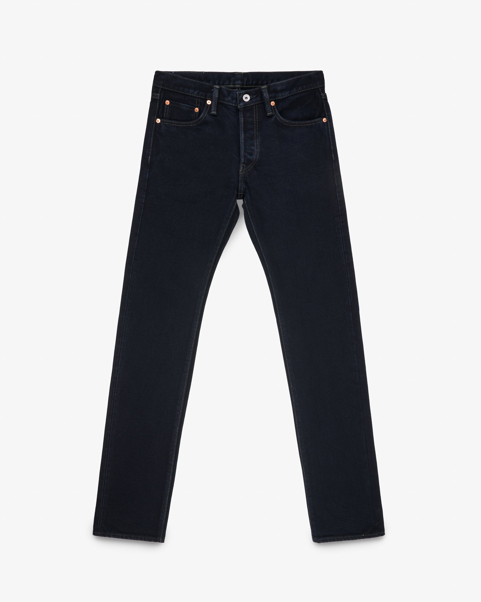 21oz Selvedge Denim Slim Tapered Cut Jeans - Indigo Overdyed Black