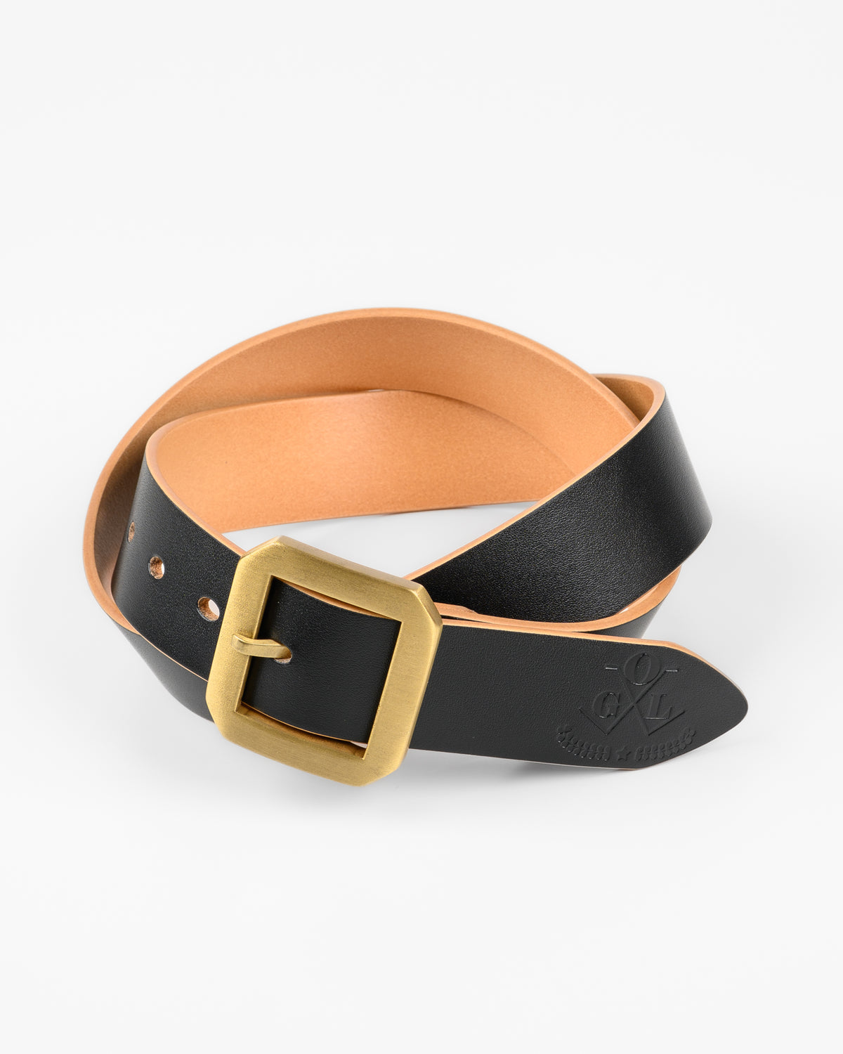 OGL Single Prong Garrison Buckle Leather Belt  - Hand-Dyed Black