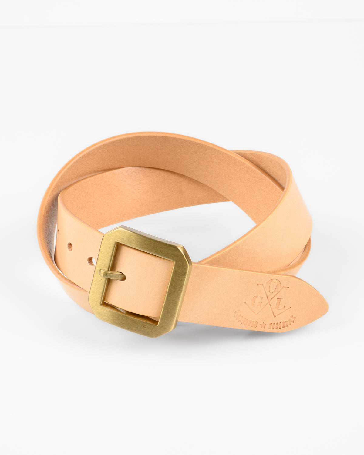 OGL Single Prong Garrison Buckle Leather Belt - Natural