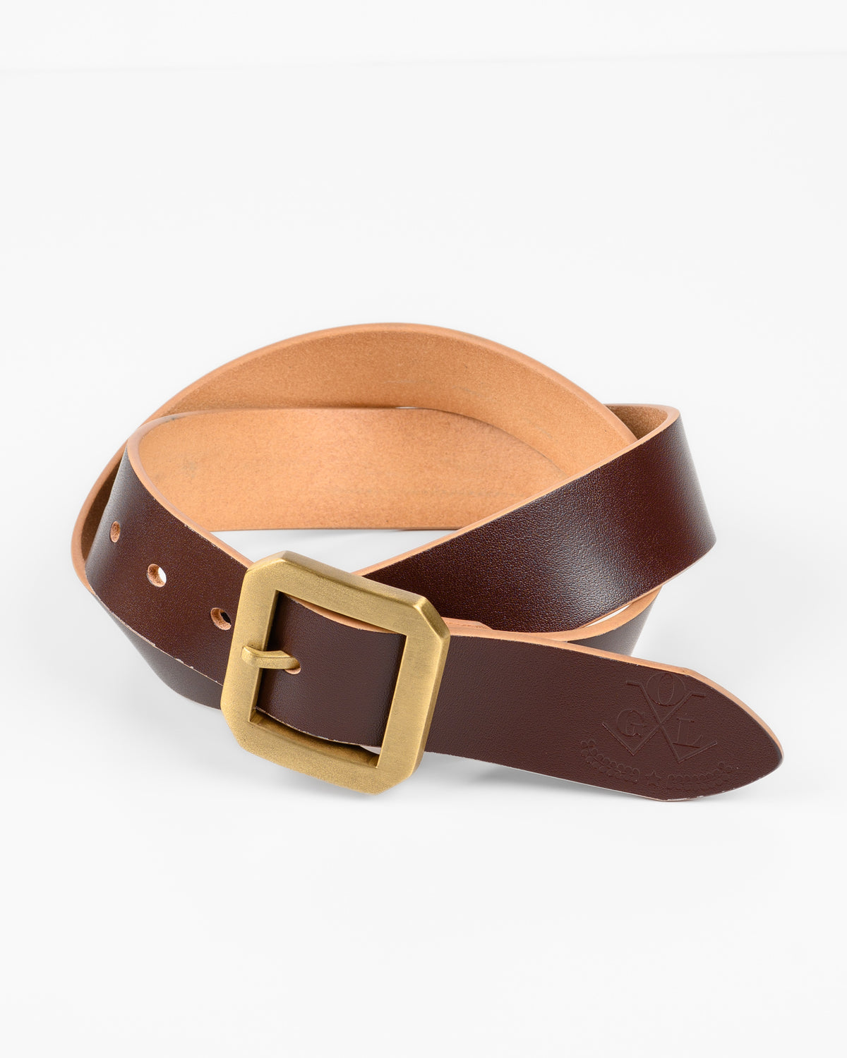 OGL Single Prong Garrison Buckle Leather Belt  - Hand-Dyed Brown