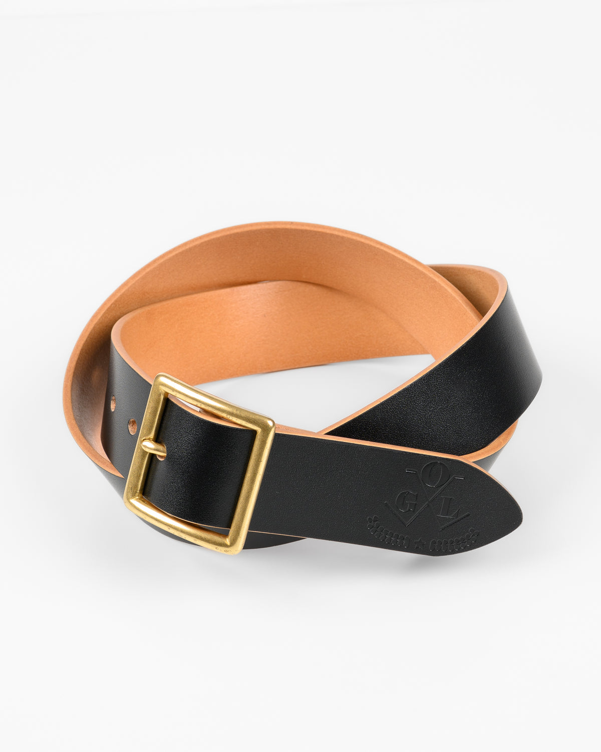 OGL Vintage Buckle Hand Dyed Leather Belt - Black