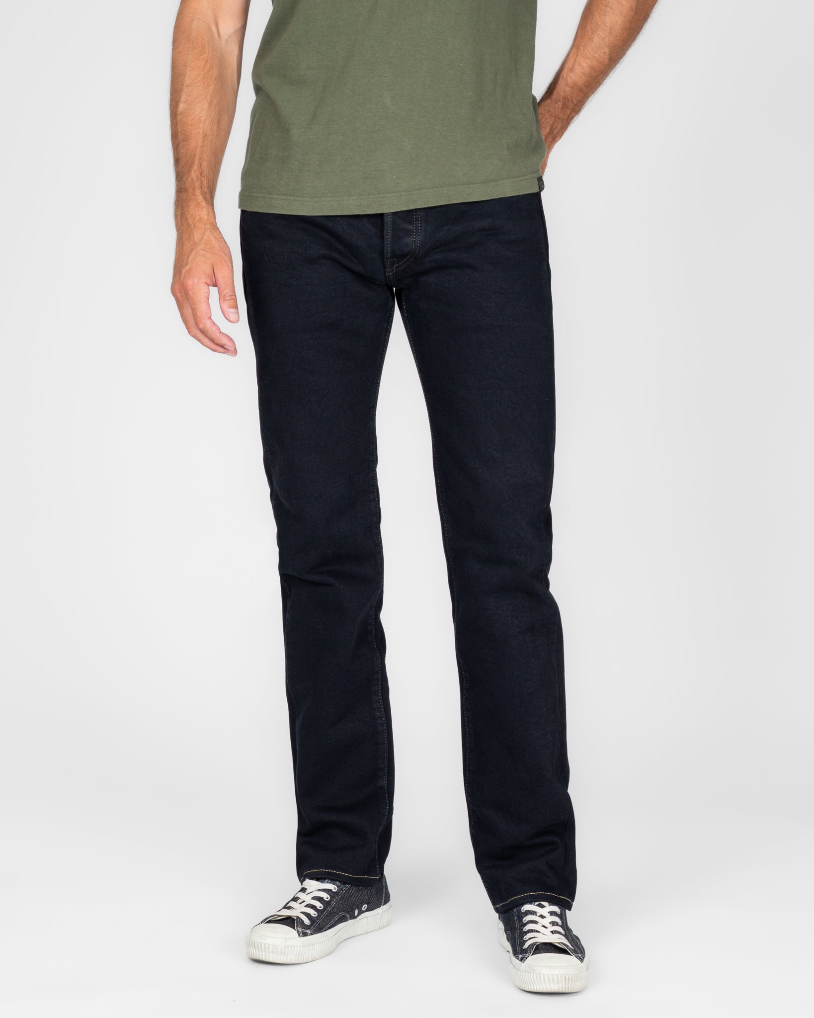 21oz Selvedge Denim Slim Tapered Cut Jeans - Indigo Overdyed Black