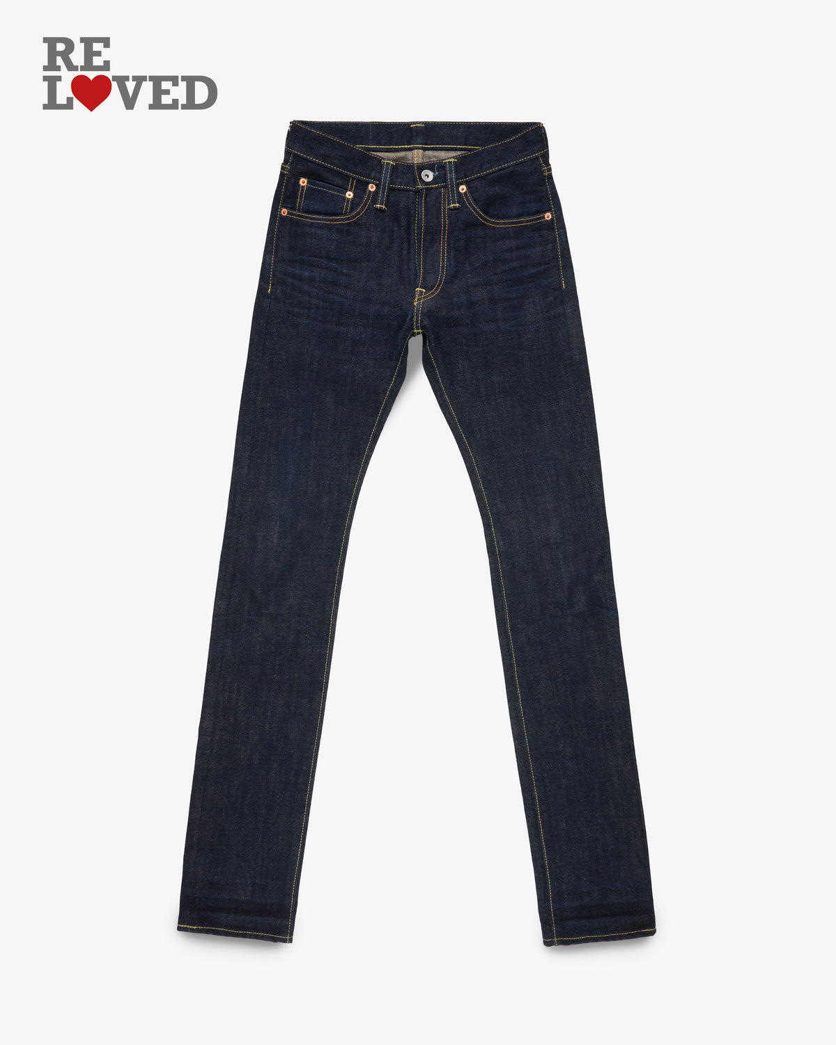17oz Selvedge Denim Slim Cut Jeans - Natural Indigo (IH-555N) Tag 28, Hemmed to 36.0"
